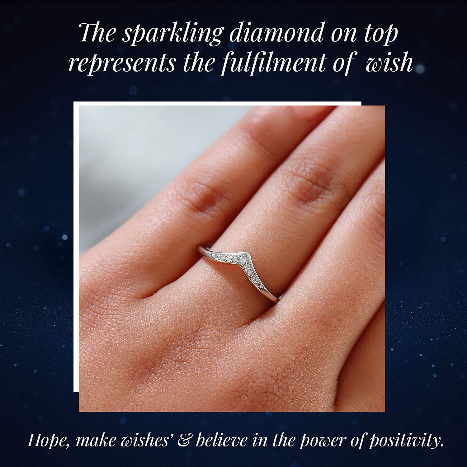 Diamond Wishbone Ring in Sterling Silver