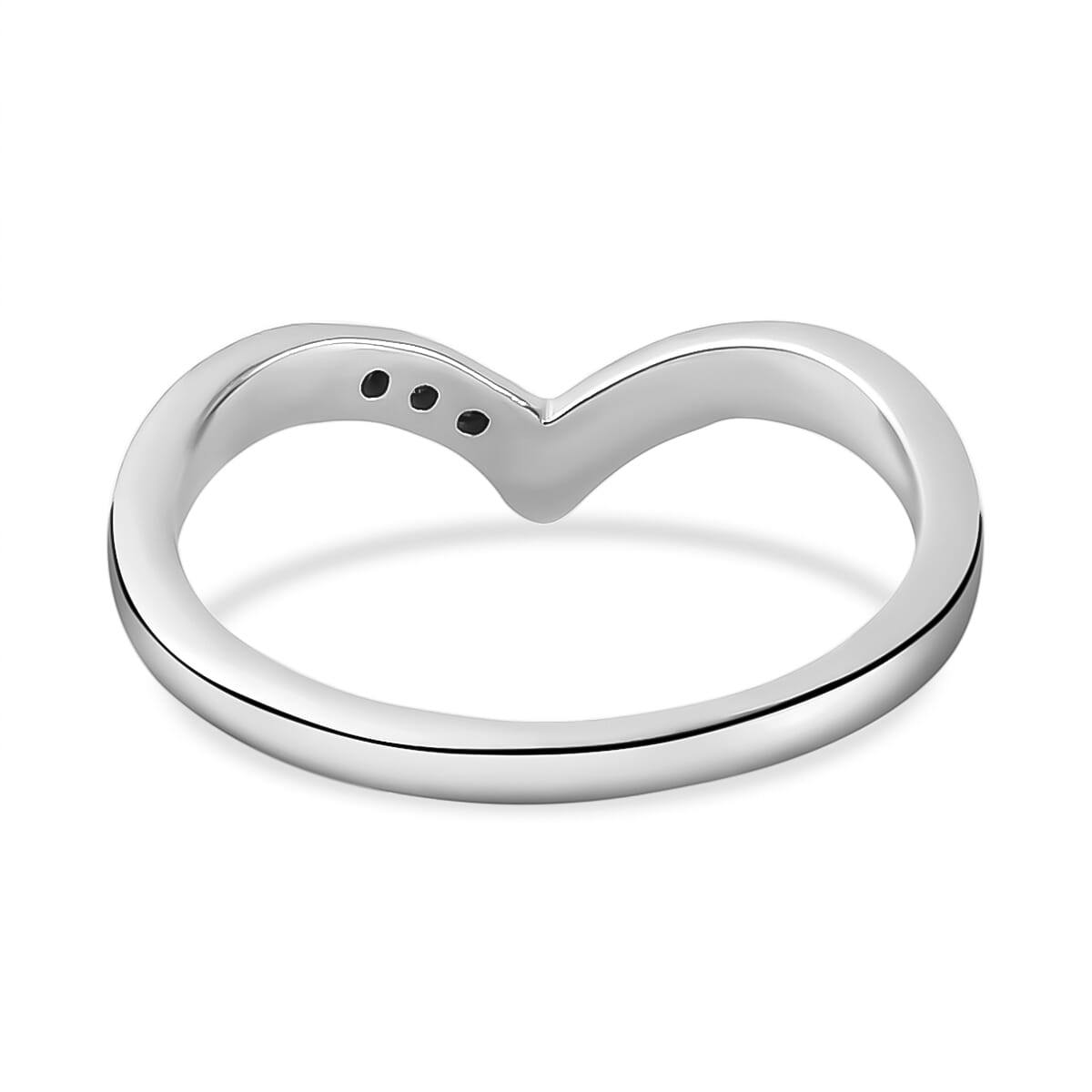 Blue Diamond Wishbone Ring in Platinum Overlay Sterling Silver 0.054 Ct