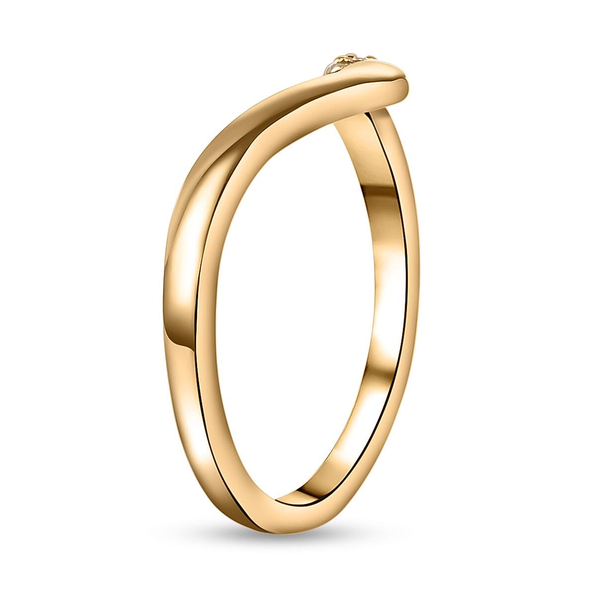 Yellow Diamond Wishbone Ring in 18K Vermeil Yellow Gold Plated Sterling Silver 0.054 Ct