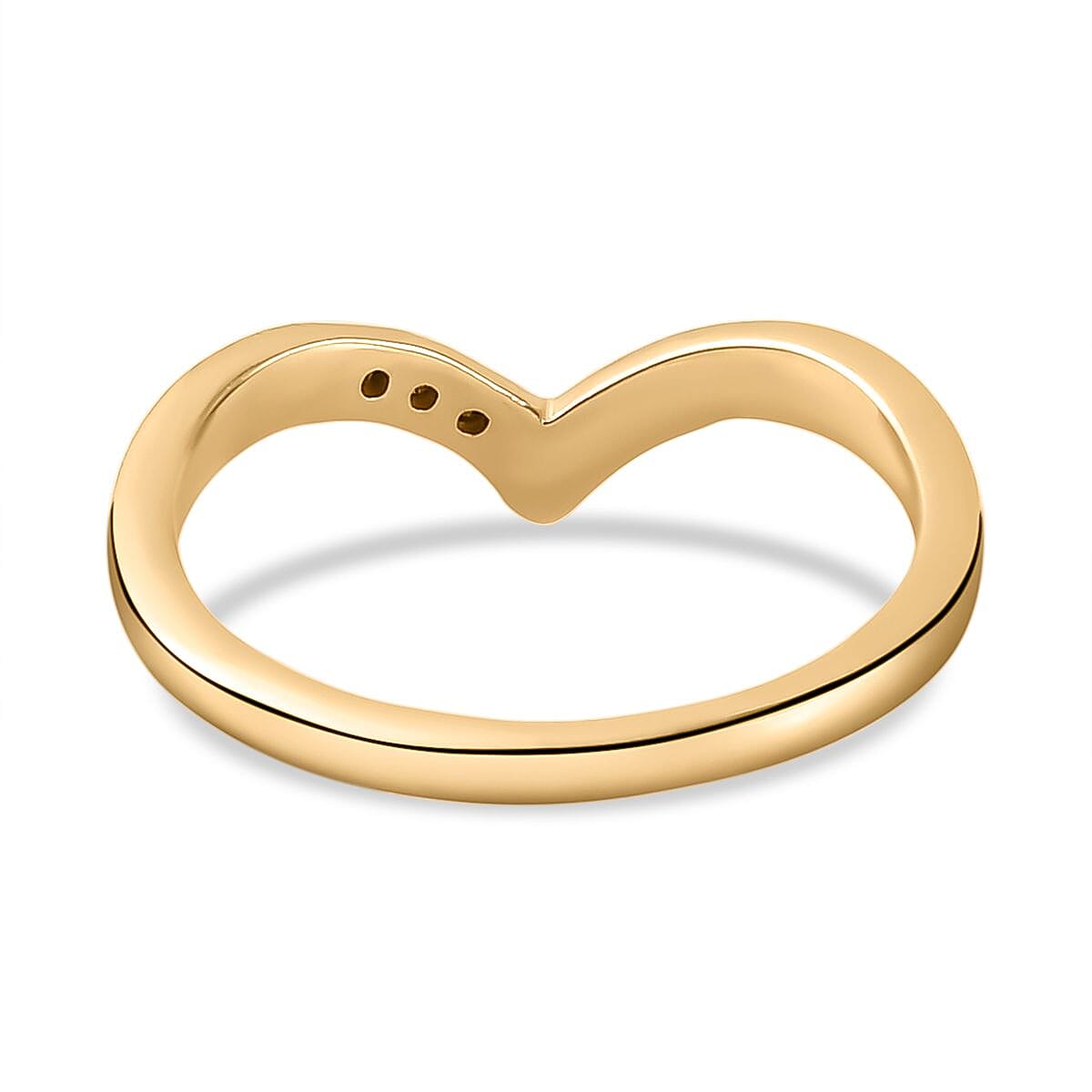 Yellow Diamond Wishbone Ring in 18K Vermeil Yellow Gold Plated Sterling Silver 0.054 Ct