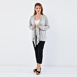 LA MAREY Womens Waterfall Cardigan - Grey