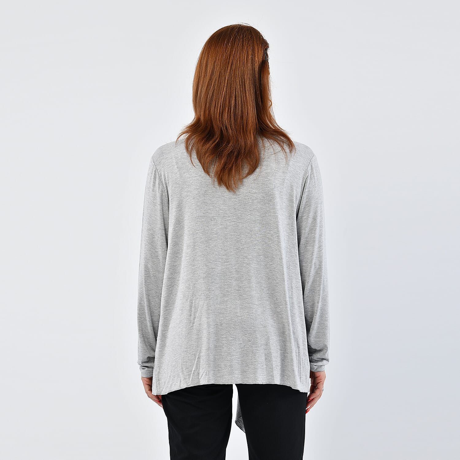 LA MAREY Womens Waterfall Cardigan - Grey