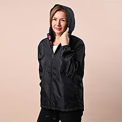 LA MAREY Floral Pattern Water-Resistant Jacket - Black