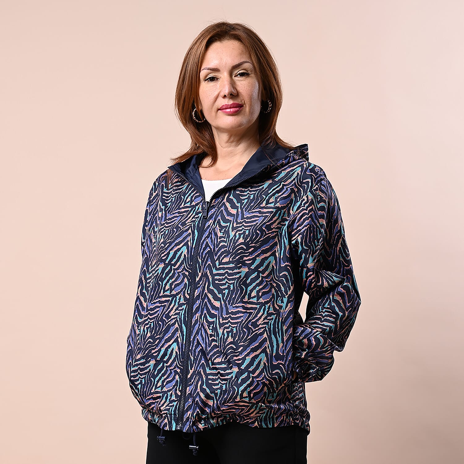 LA MAREY Floral Pattern Water-Resistant Jacket - Green and White