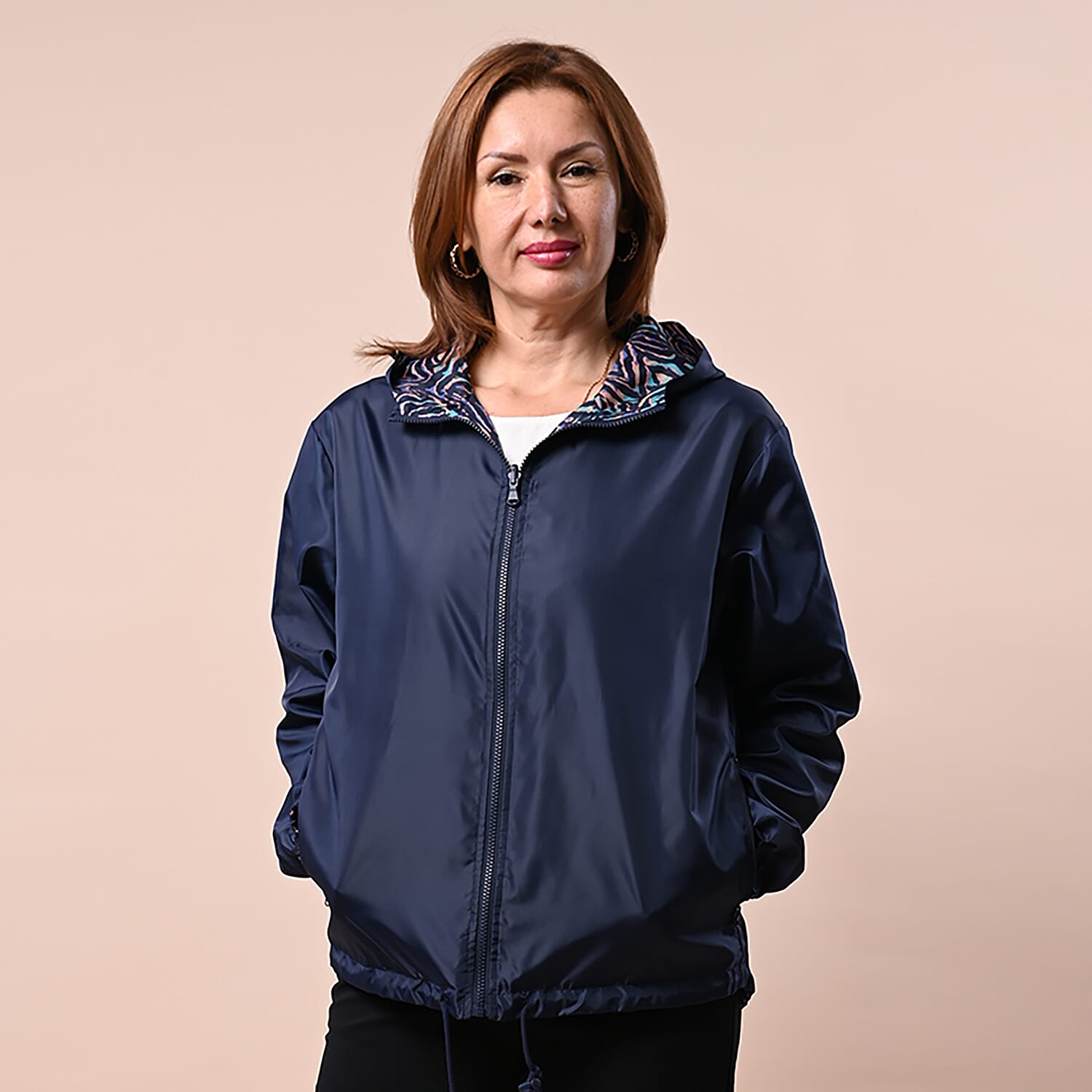 LA MAREY Floral Pattern Water-Resistant Jacket - Green and White