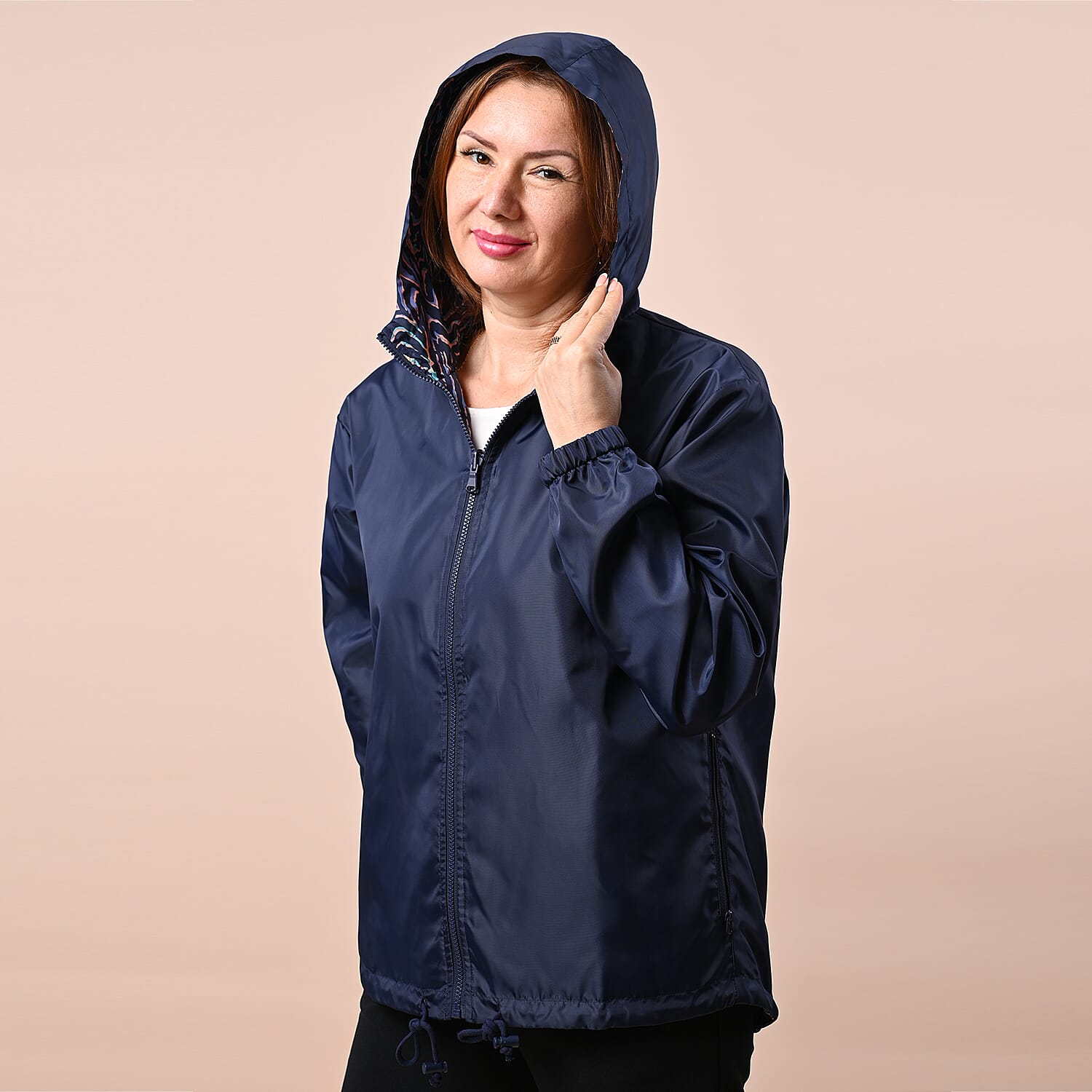 LA MAREY Floral Pattern Water-Resistant Jacket - Green and White