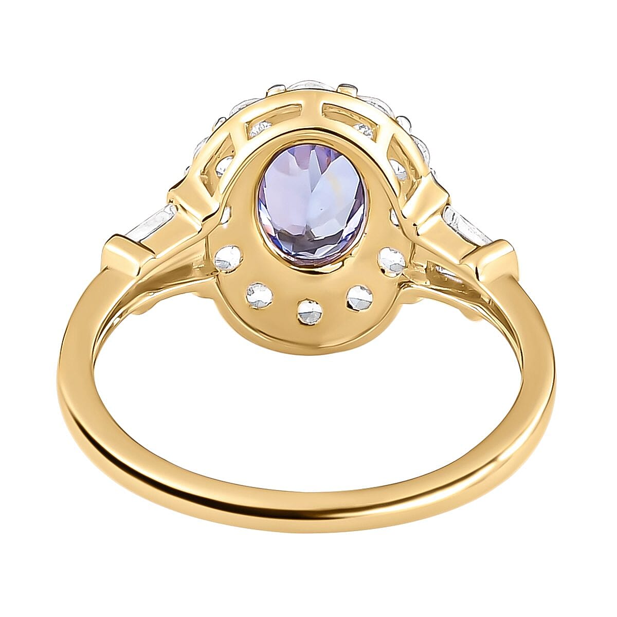 9K Yellow Gold AA Tanzanite and Natural Cambodian Zircon Ring 1.89 Ct.