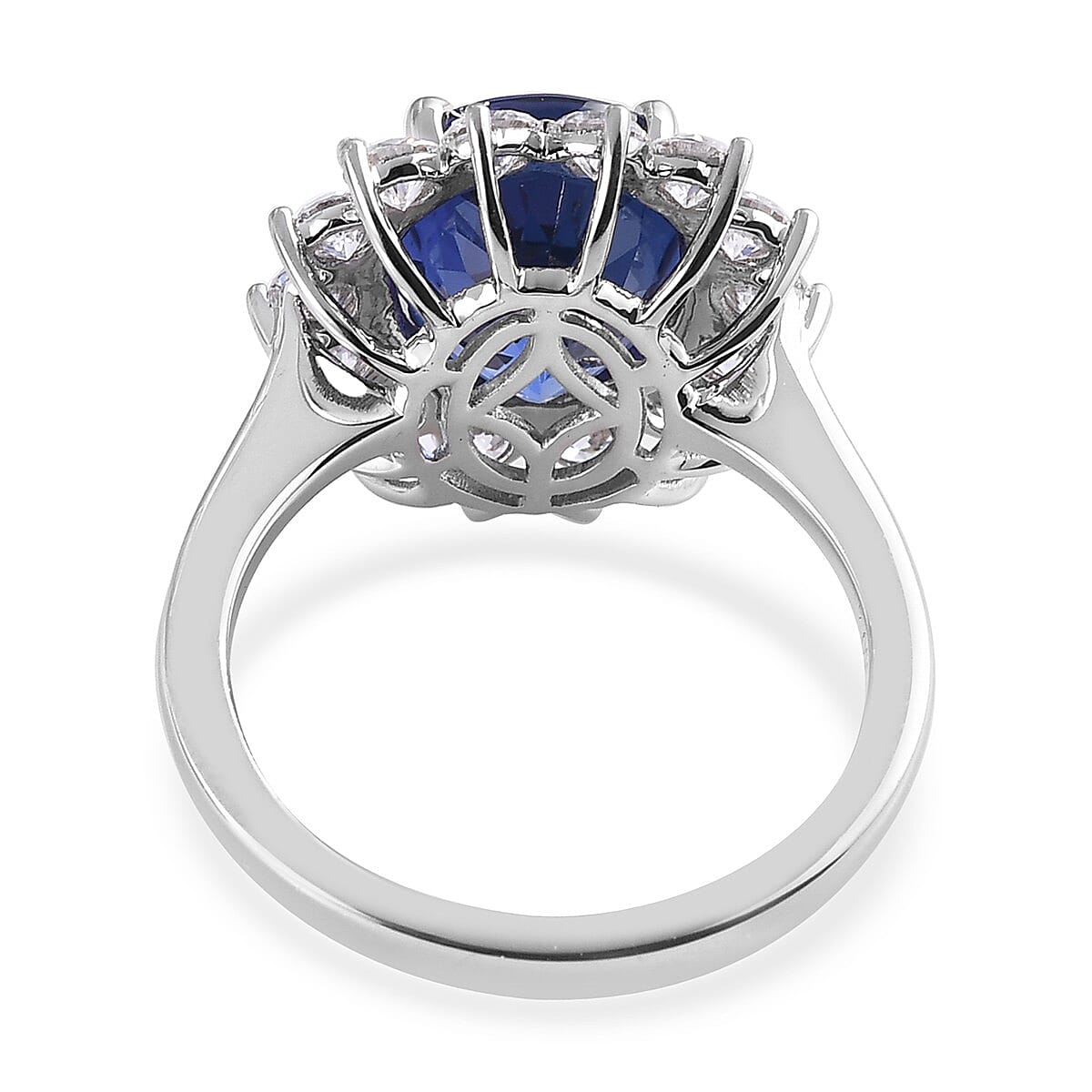 RHAPSODY 950 Platinum AAAA Tanzanite (Ovl 12x10mm) White Diamond (VS-E-F) Ring 7.00 Ct. Platinum Wt. 7.34 Gms.