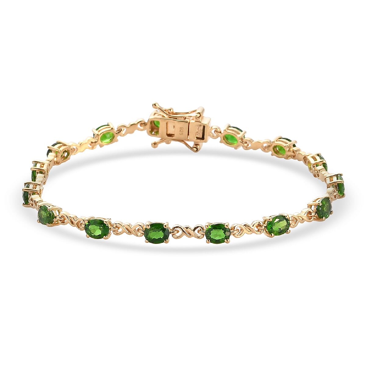 DOD - Russian Diopside Bracelet (Size 7) in 14K Gold Overlay Sterling Silver 6.40 Ct, Silver wt. 6.90 Gms