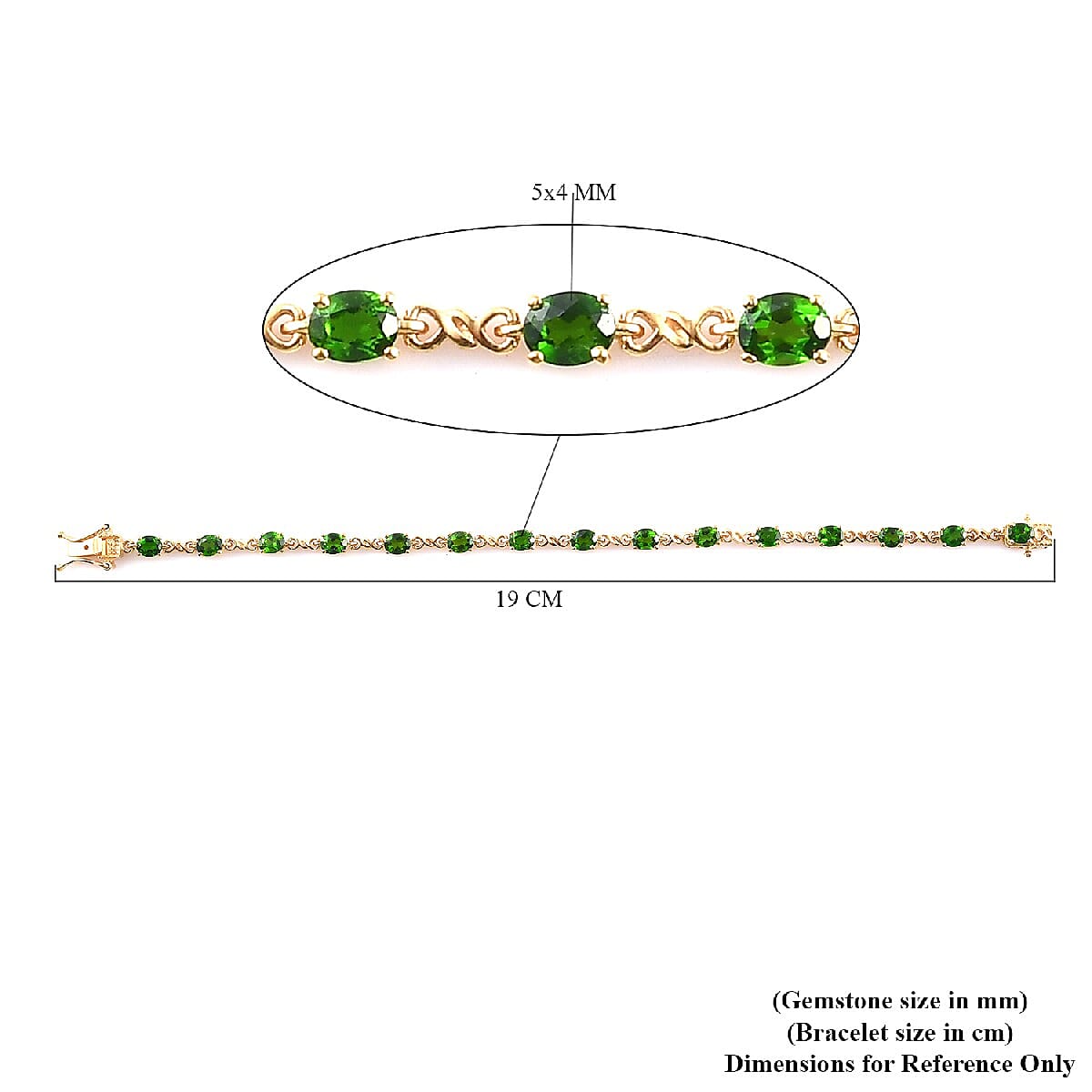 DOD - Russian Diopside Bracelet (Size 7) in 14K Gold Overlay Sterling Silver 6.40 Ct, Silver wt. 6.90 Gms