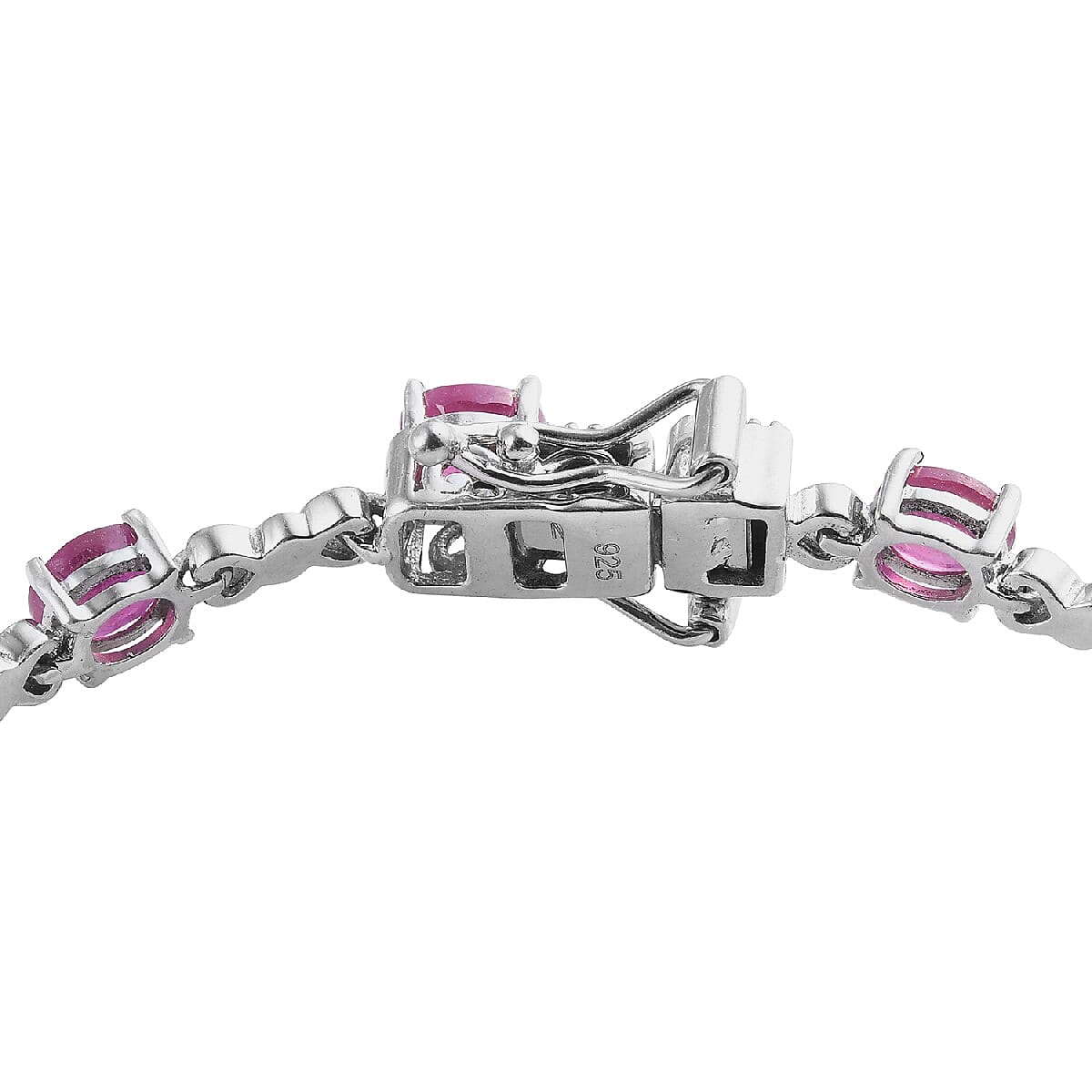 DOD - African Ruby Line Bracelet (Size 7) in Platinum Overlay Sterling Silver 7.48 Ct, Silver wt. 7.00 Gms