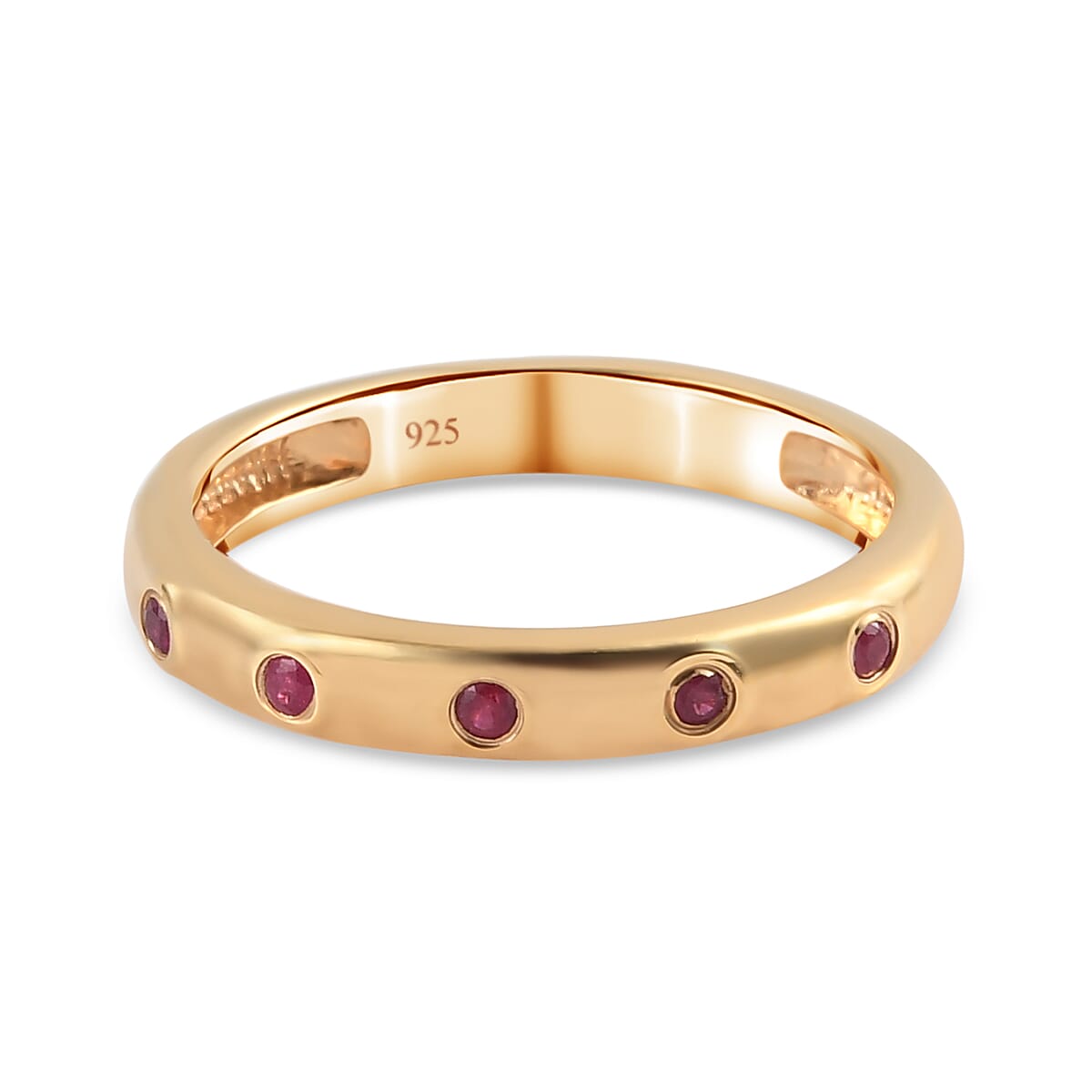 Ruby Band Ring in 14K Gold Overlay Sterling Silver