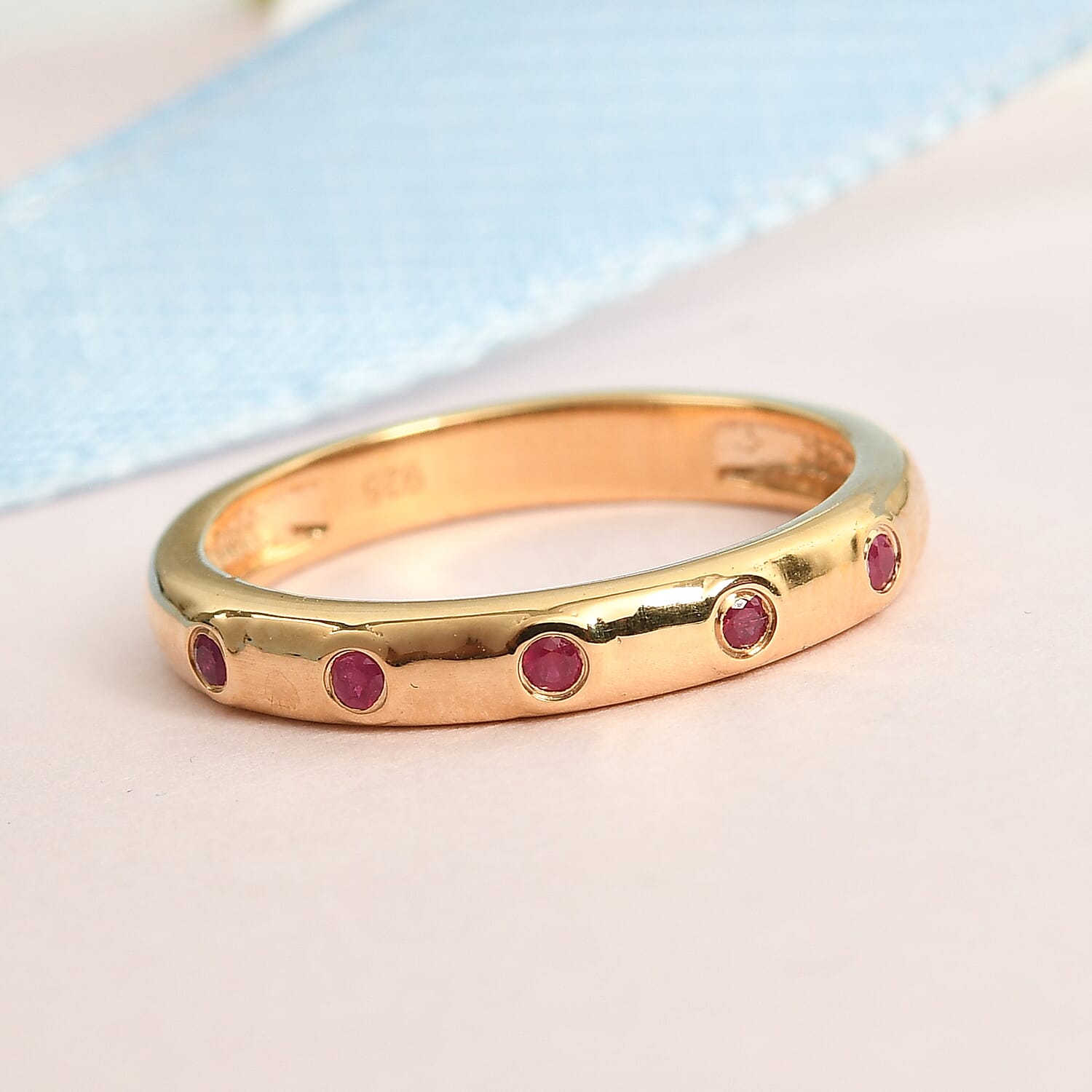 Ruby Band Ring in 14K Gold Overlay Sterling Silver