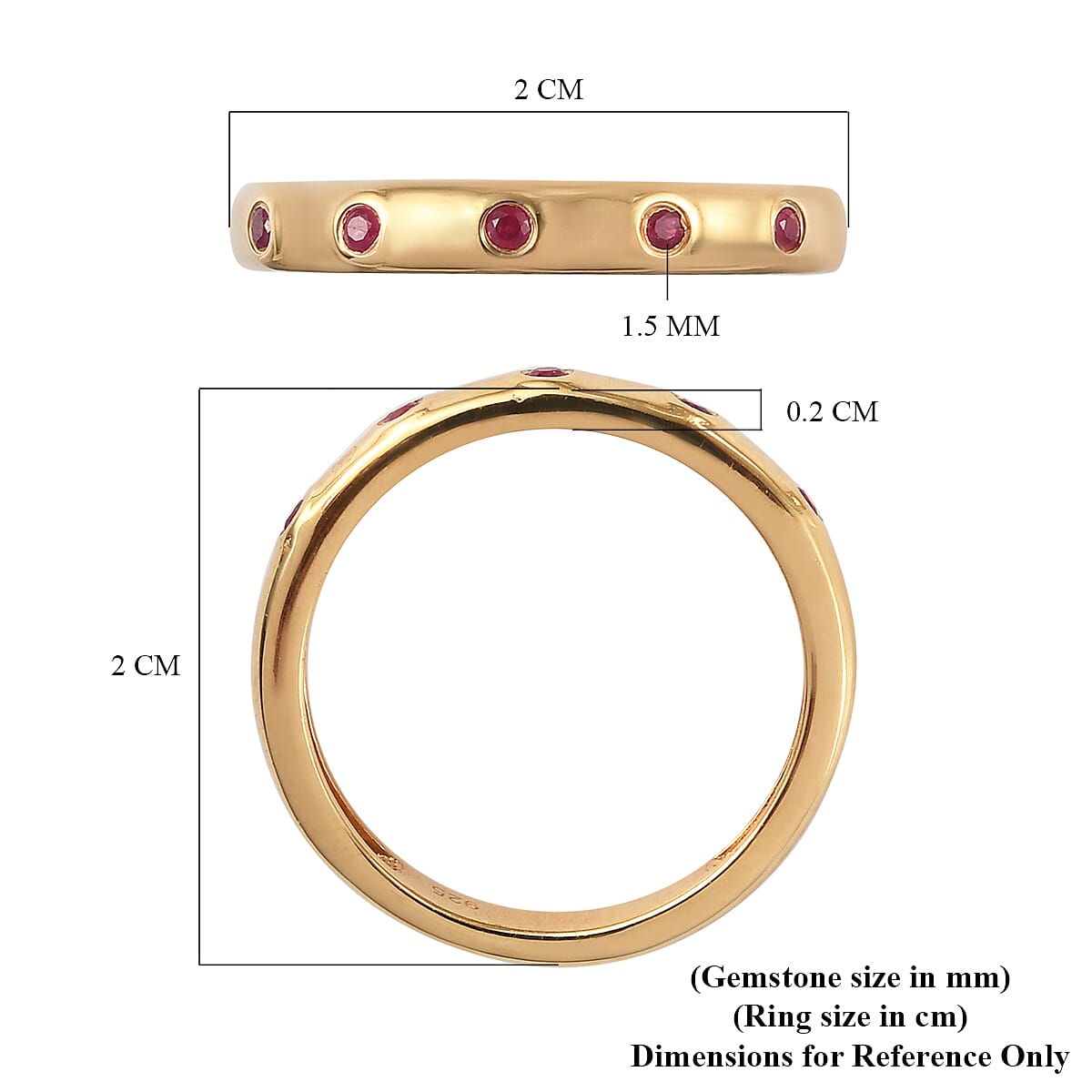 Ruby Band Ring in 14K Gold Overlay Sterling Silver