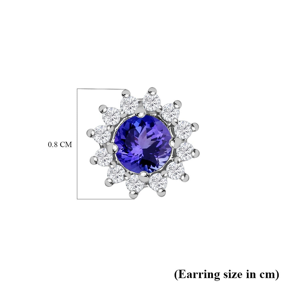 Tanzanite and Natural Zircon Earrings in Platinum Overlay Sterling Silver 1.21 Ct.