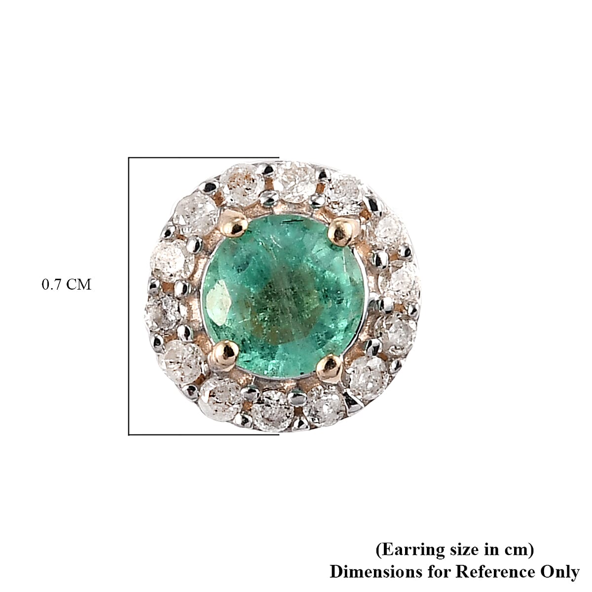 9K Yellow Gold Boyaca Colombian Emerald and Diamond Stud Earrings (with Push Back)