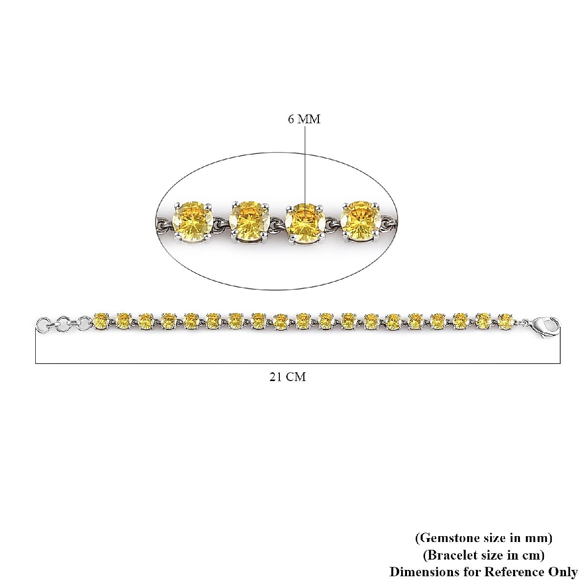 One Time Deal - Simulated Yellow Sapphire Bracelet (Size 7 with Half inch Extender)