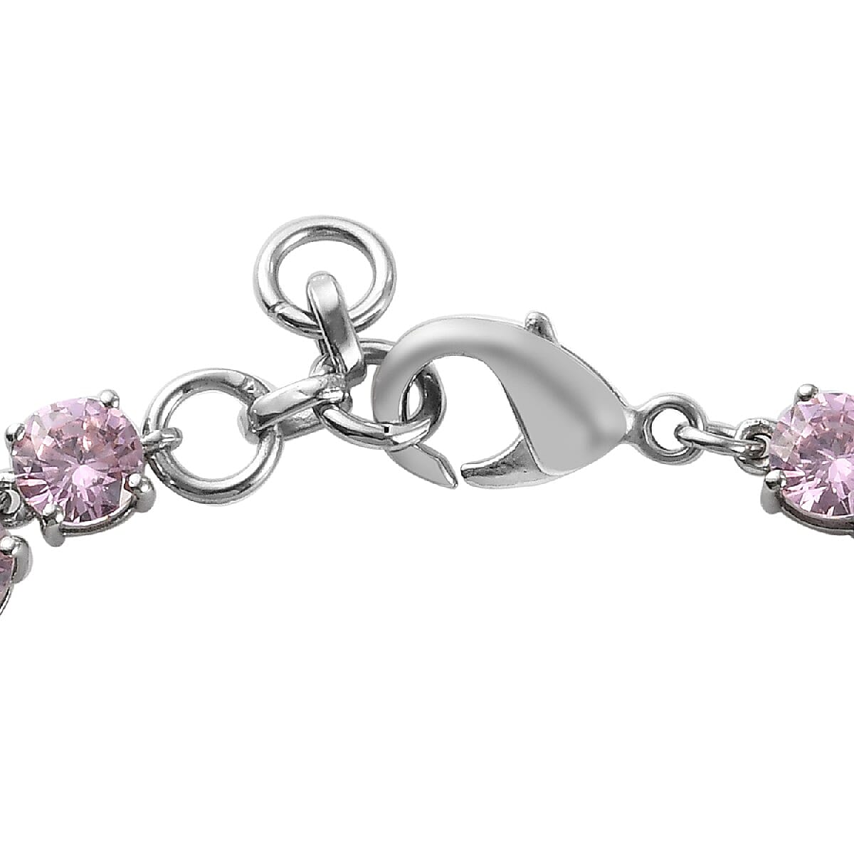 One Time Deal - Simulated Pink Sapphire Tennis Bracelet (Size 7 with Half Inch Extender) in Silver Tone