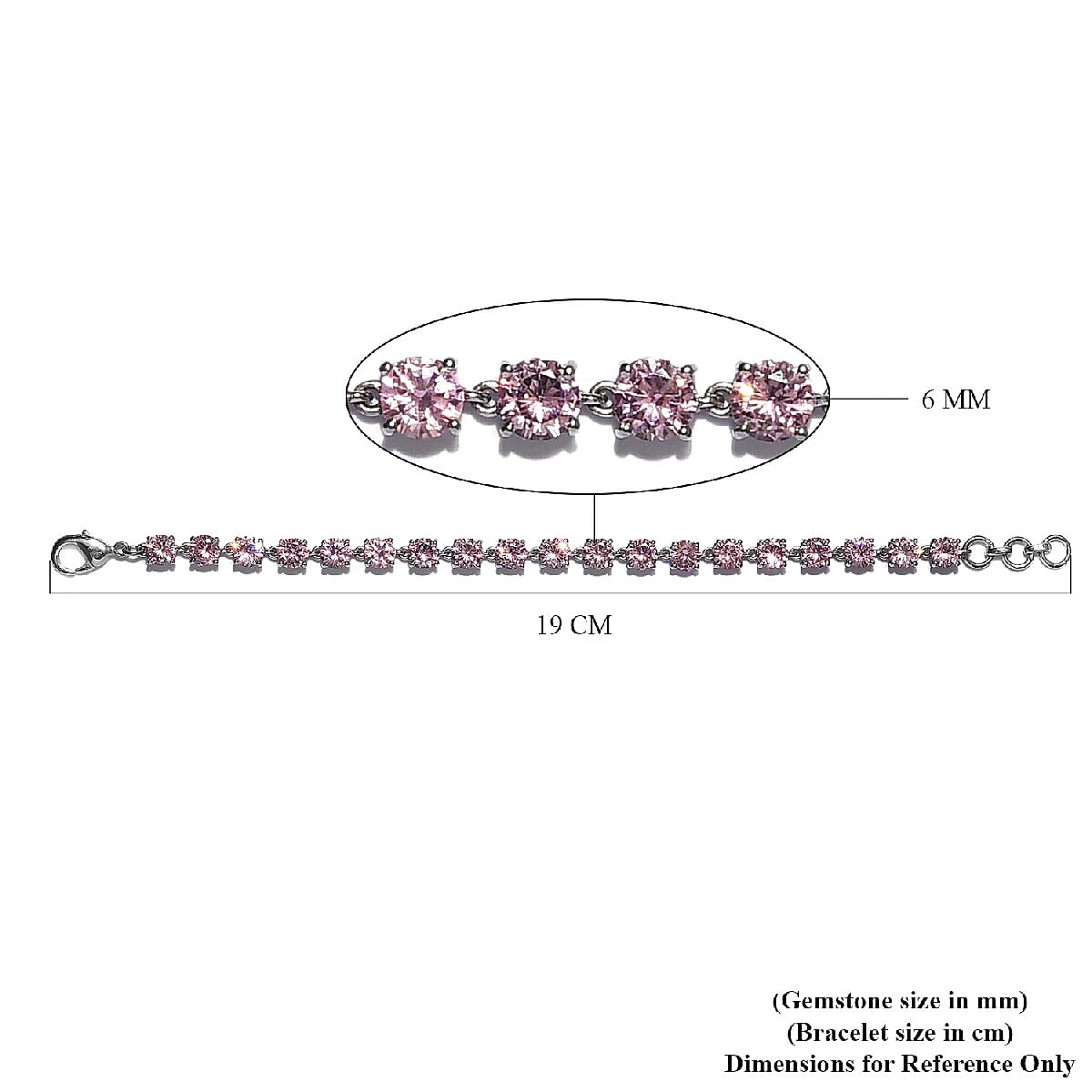 One Time Deal - Simulated Pink Sapphire Tennis Bracelet (Size 7 with Half Inch Extender) in Silver Tone