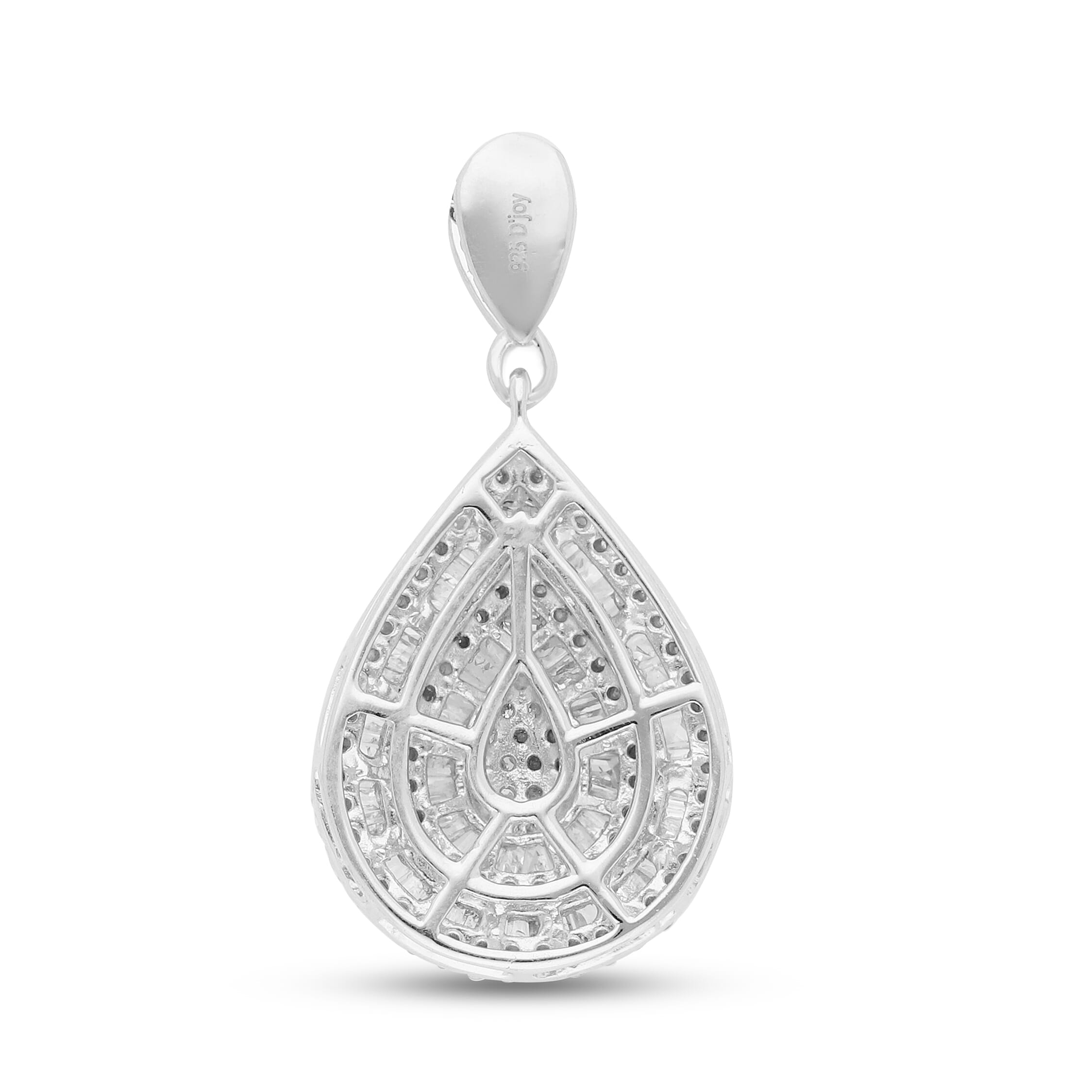 One Time Deal- Diamond Tear Drop Pendant in Platinum Overlay Sterling Silver 1.00 Ct.