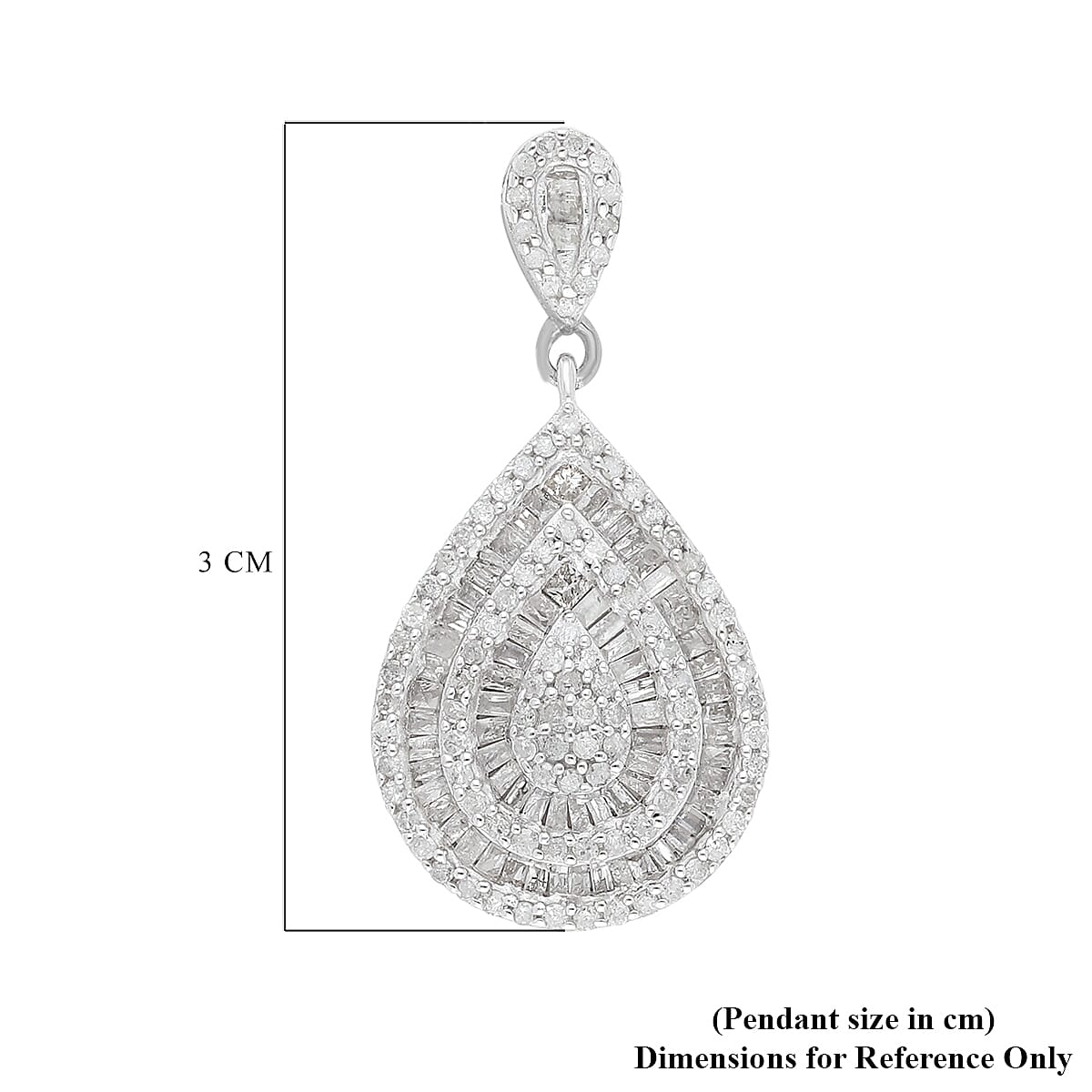 One Time Deal- Diamond Tear Drop Pendant in Platinum Overlay Sterling Silver 1.00 Ct.