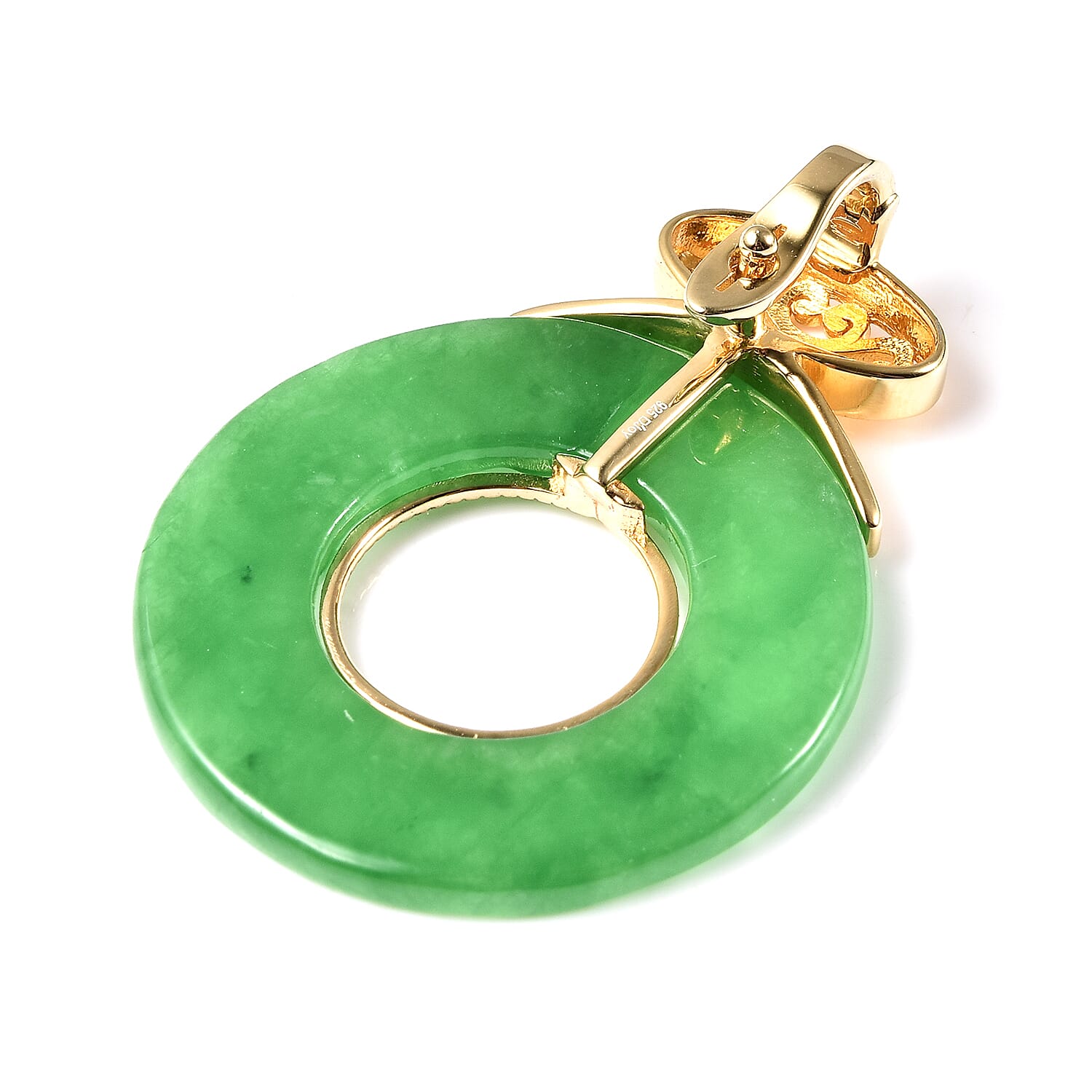 Carved Green Jade Beads Necklace (Size 18) with Magnetic Lock in Yellow Gold Overlay Sterling Silver 356.00 Ct