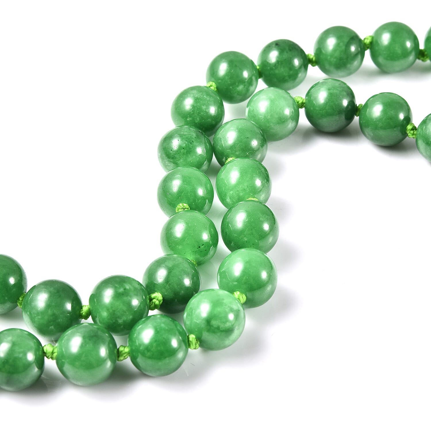 Carved Green Jade Beads Necklace (Size 18) with Magnetic Lock in Yellow Gold Overlay Sterling Silver 356.00 Ct