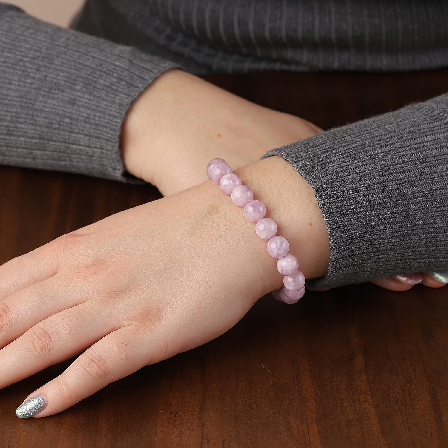 Kunzite Stone Beads Bracelet (Size 6.50), 152.50 Ct.