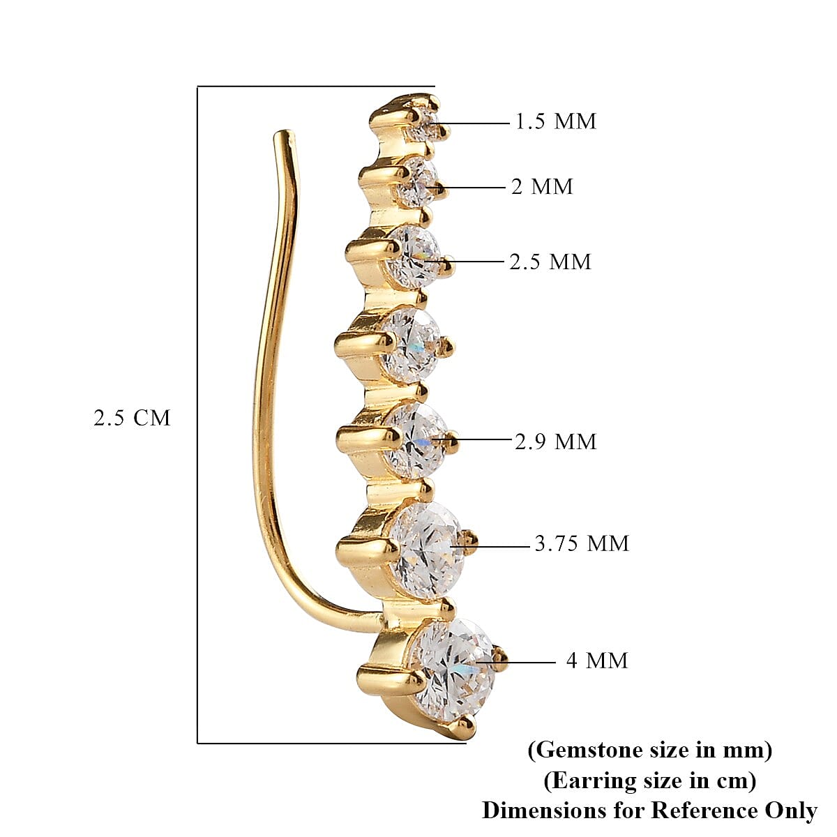 Lustro Stella 14K Yellow Gold Overlay Sterling Silver Climber Earrings Made with Finest CZ