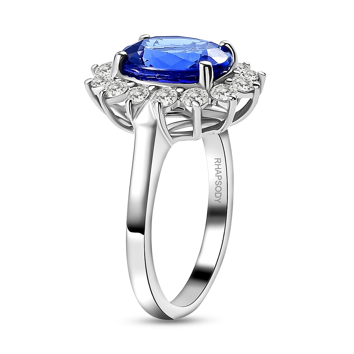 RHAPSODY 950 Platinum AAAA Tanzanite (3.75 Cts)  and Diamond (0.75 Cts) (VS-E-F) Ring 4.50 Ct, Platinum Wt. 5.65 Gms.