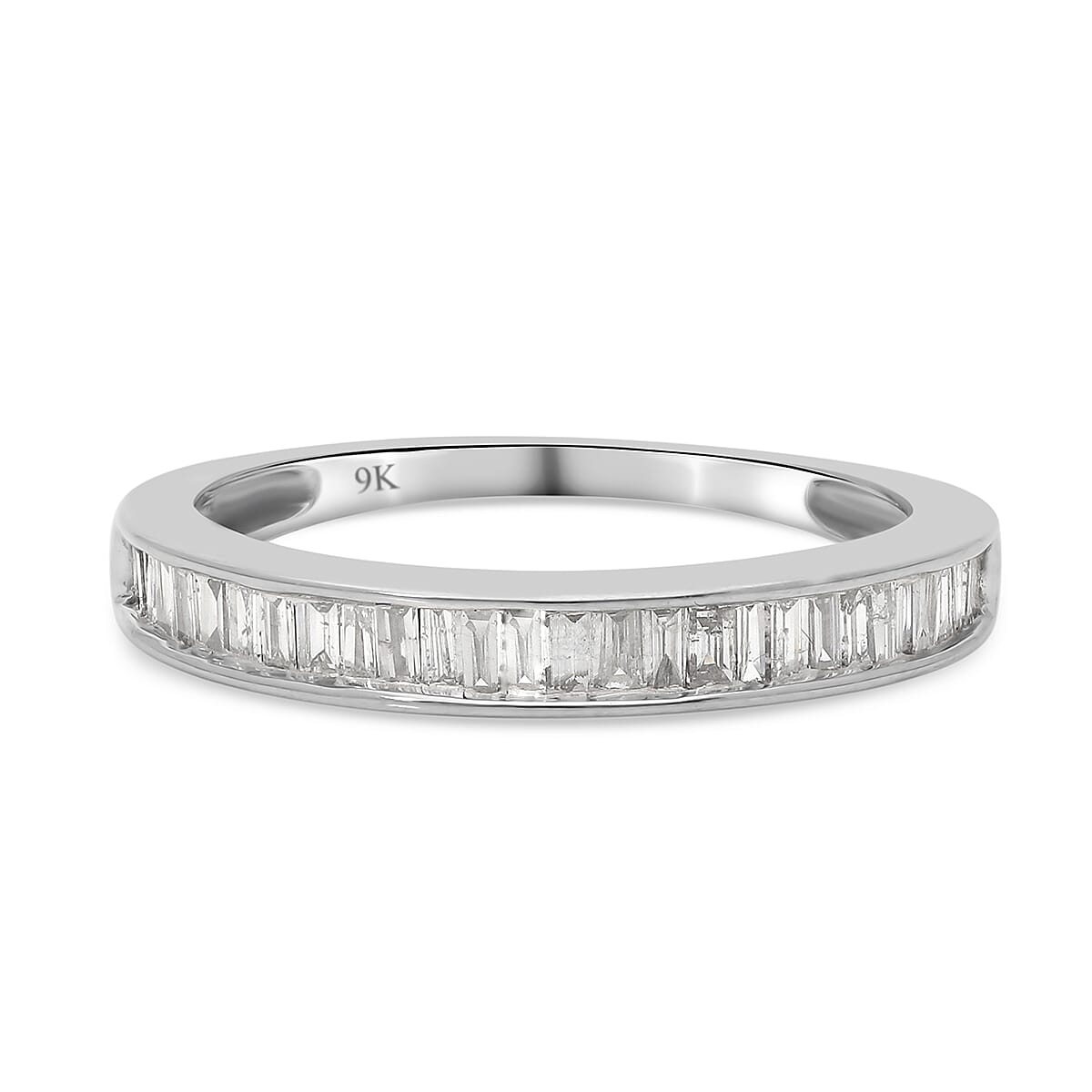 9K White Gold SGL Certified Diamond (I3/G-H) Half Eternity Ring 0.50 Ct.