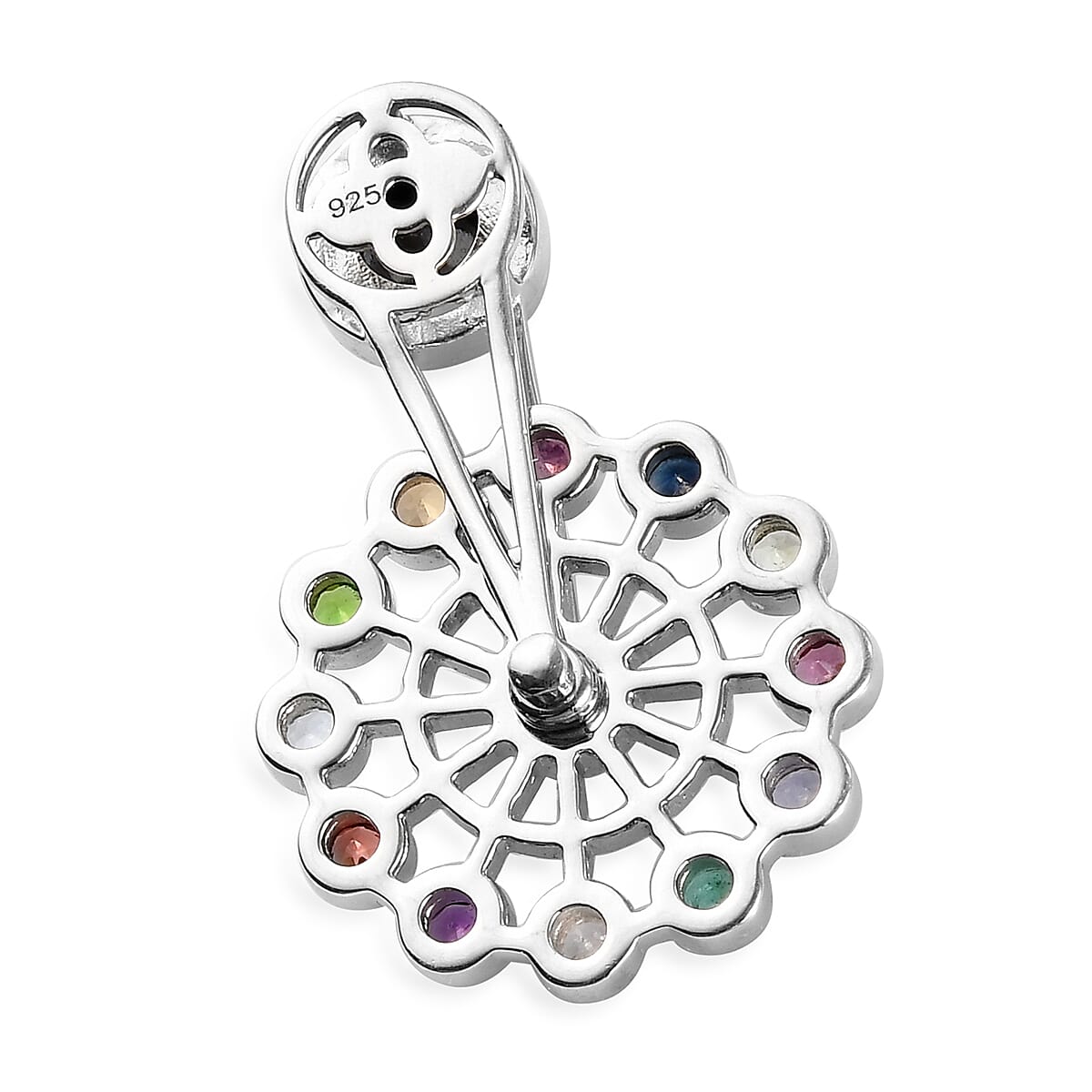 Multi Gemstones Solitaire Pendant in Platinum Overlay Sterling Silver 3.69 Ct