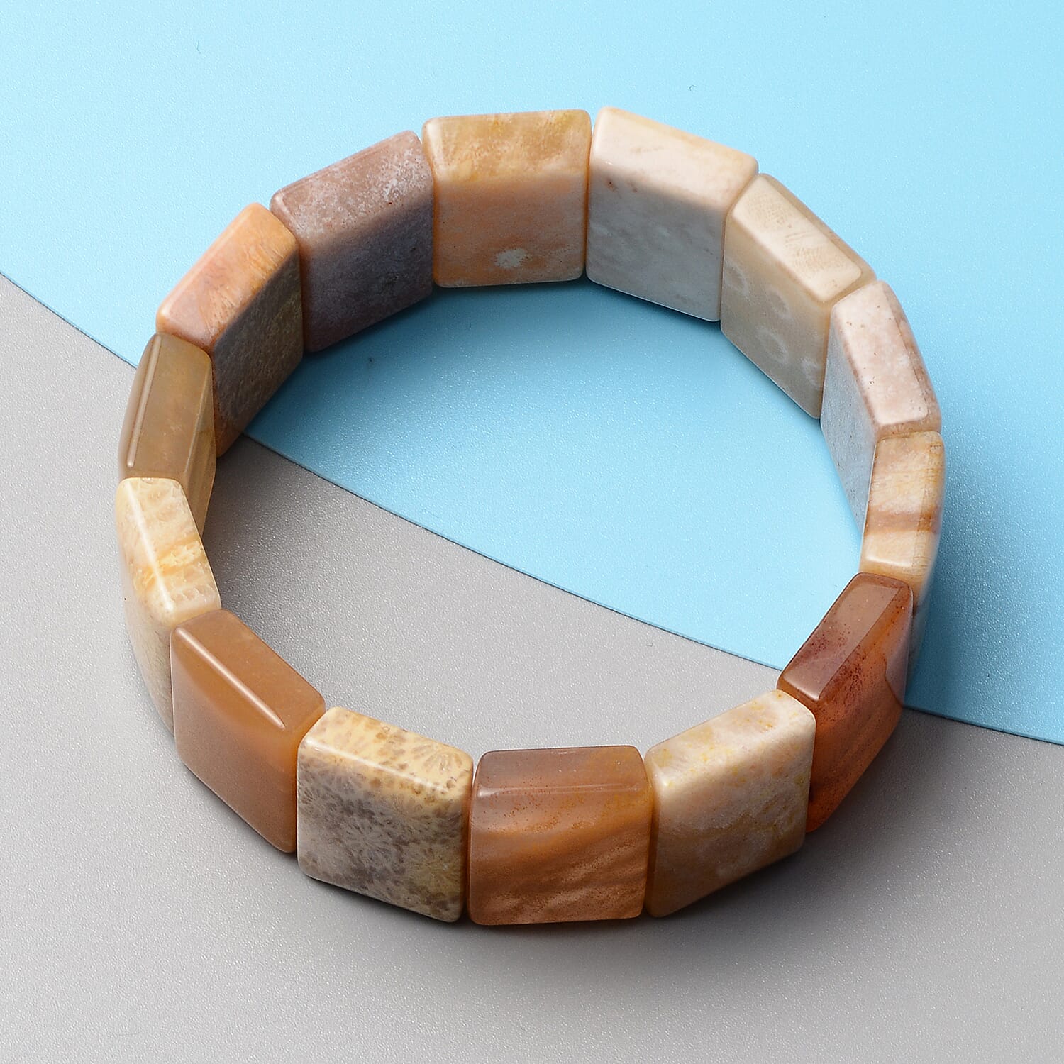 Fosil Coral Beads Stretchable Bracelet (Size 7.0) 242.55 Ct.