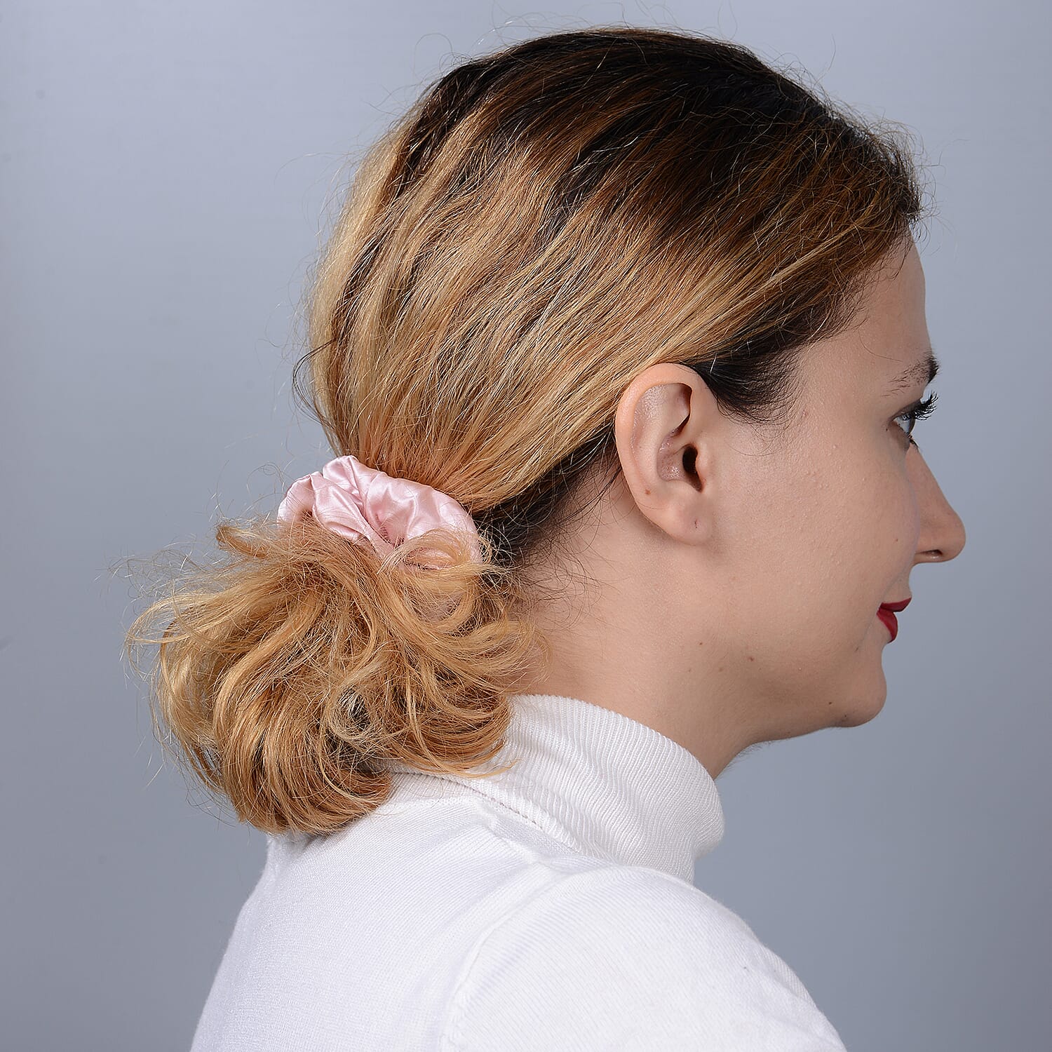 Set of 4 - 100% Mulberry Silk Scrunchies in Black, Pink, Navy & Champagne