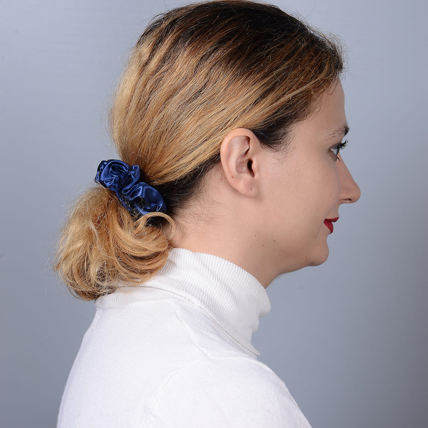 Set of 4 - 100% Mulberry Silk Scrunchies in Black, Pink, Navy & Champagne