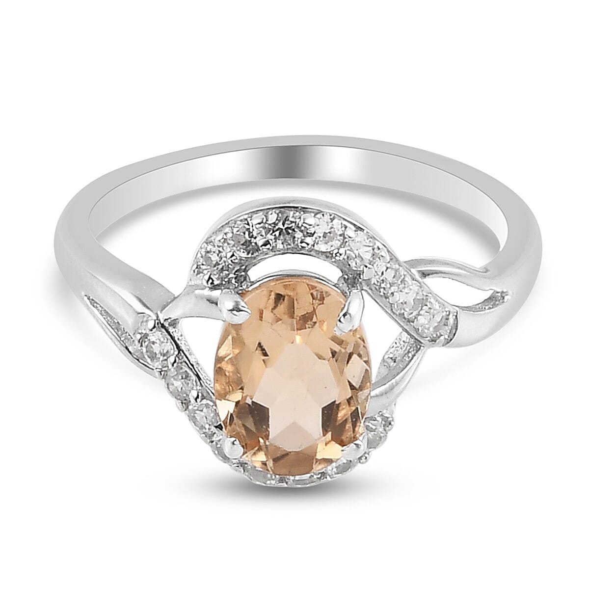 Yellow Scapolite and Natural Cambodian Zircon Ring in Platinum Overlay Sterling Silver 1.500 Ct.