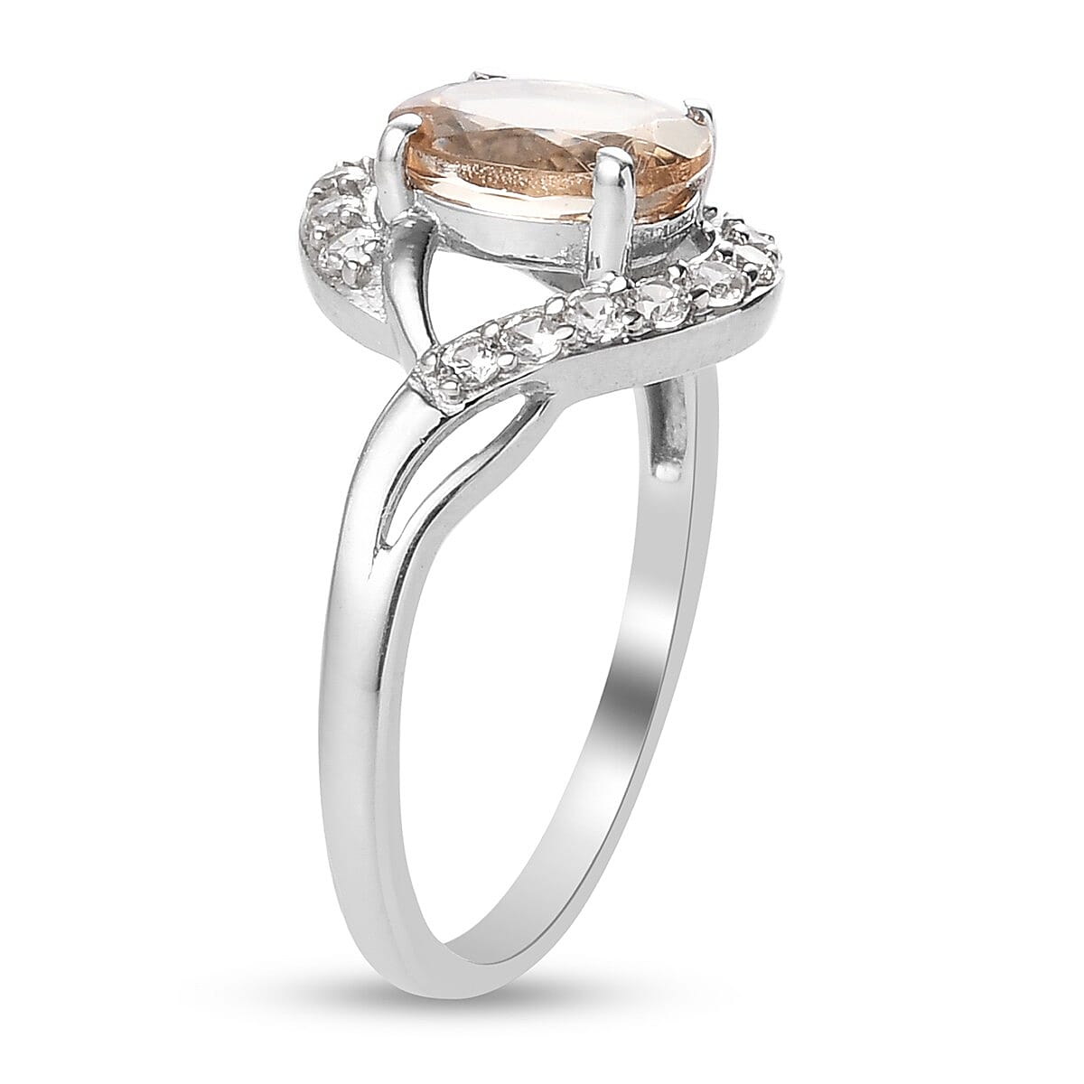 Yellow Scapolite and Natural Cambodian Zircon Ring in Platinum Overlay Sterling Silver 1.500 Ct.