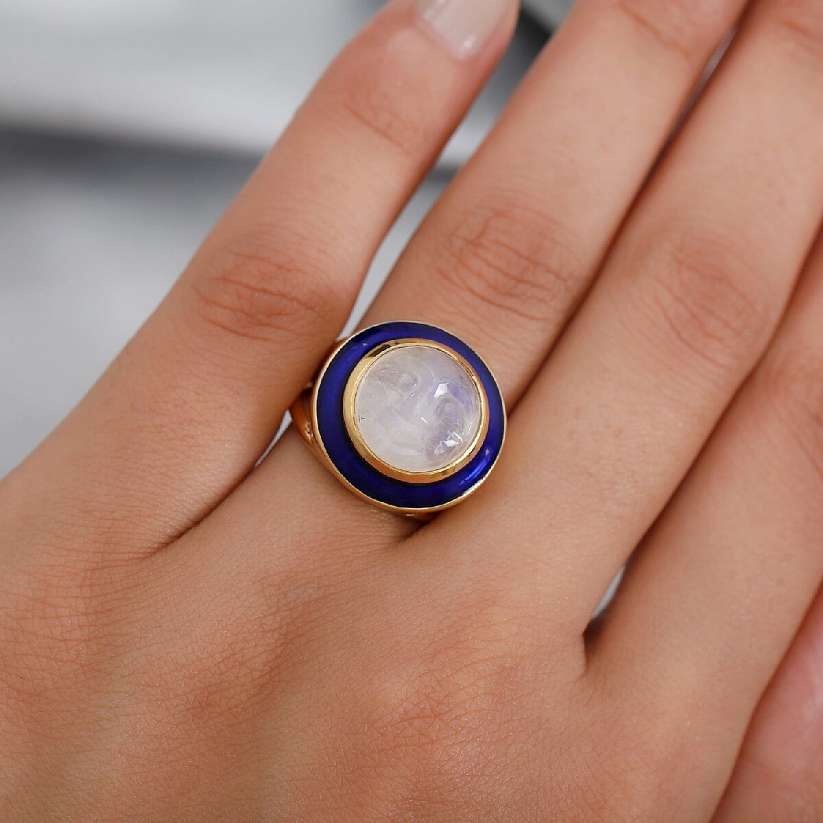 GP Celestial Dream Collection - Rainbow Moonstone, Natural Cambodian Zircon Ring in 14K Gold Overlay Sterling Silver 5.17 Ct.