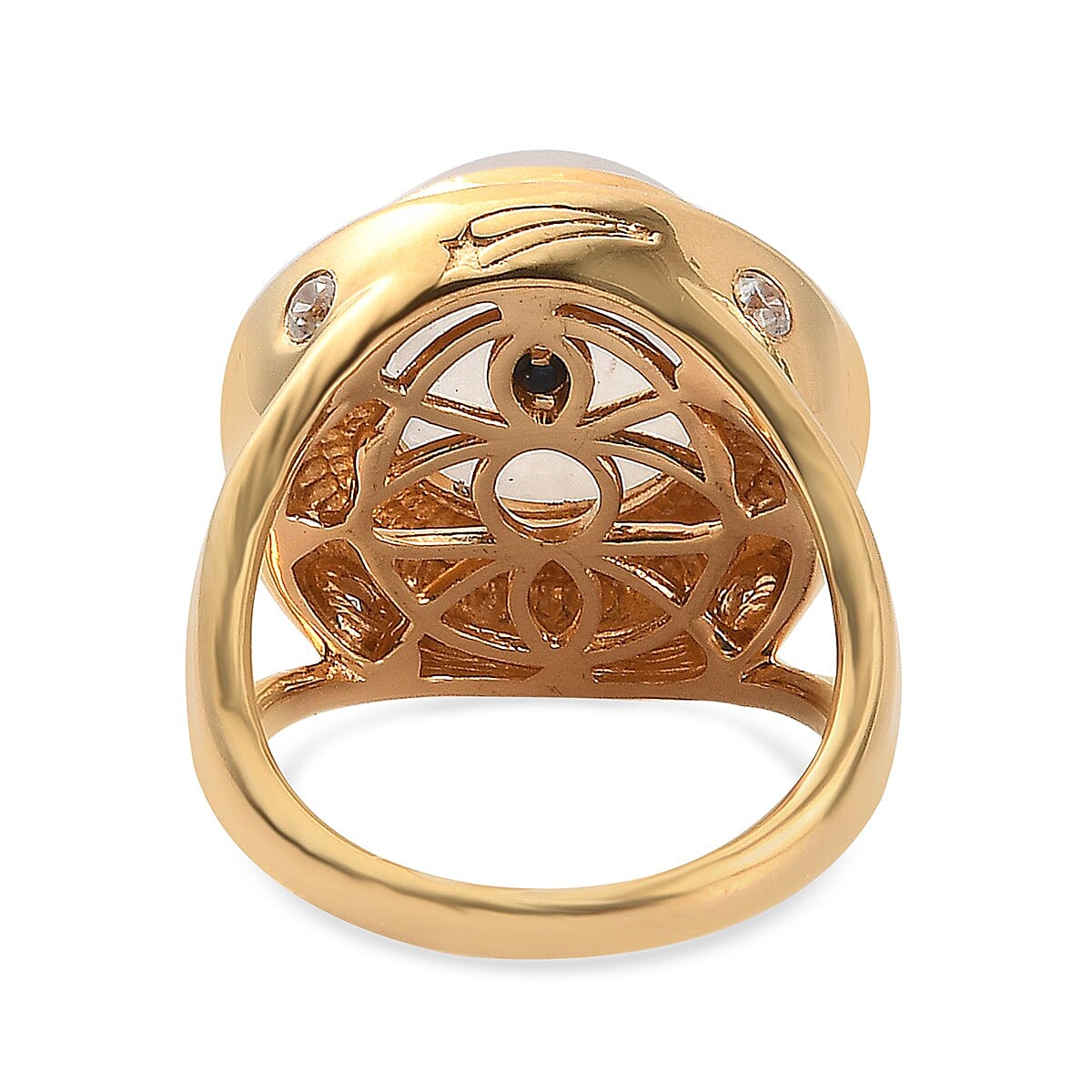 GP Celestial Dream Collection - Rainbow Moonstone, Natural Cambodian Zircon Ring in 14K Gold Overlay Sterling Silver 5.17 Ct.