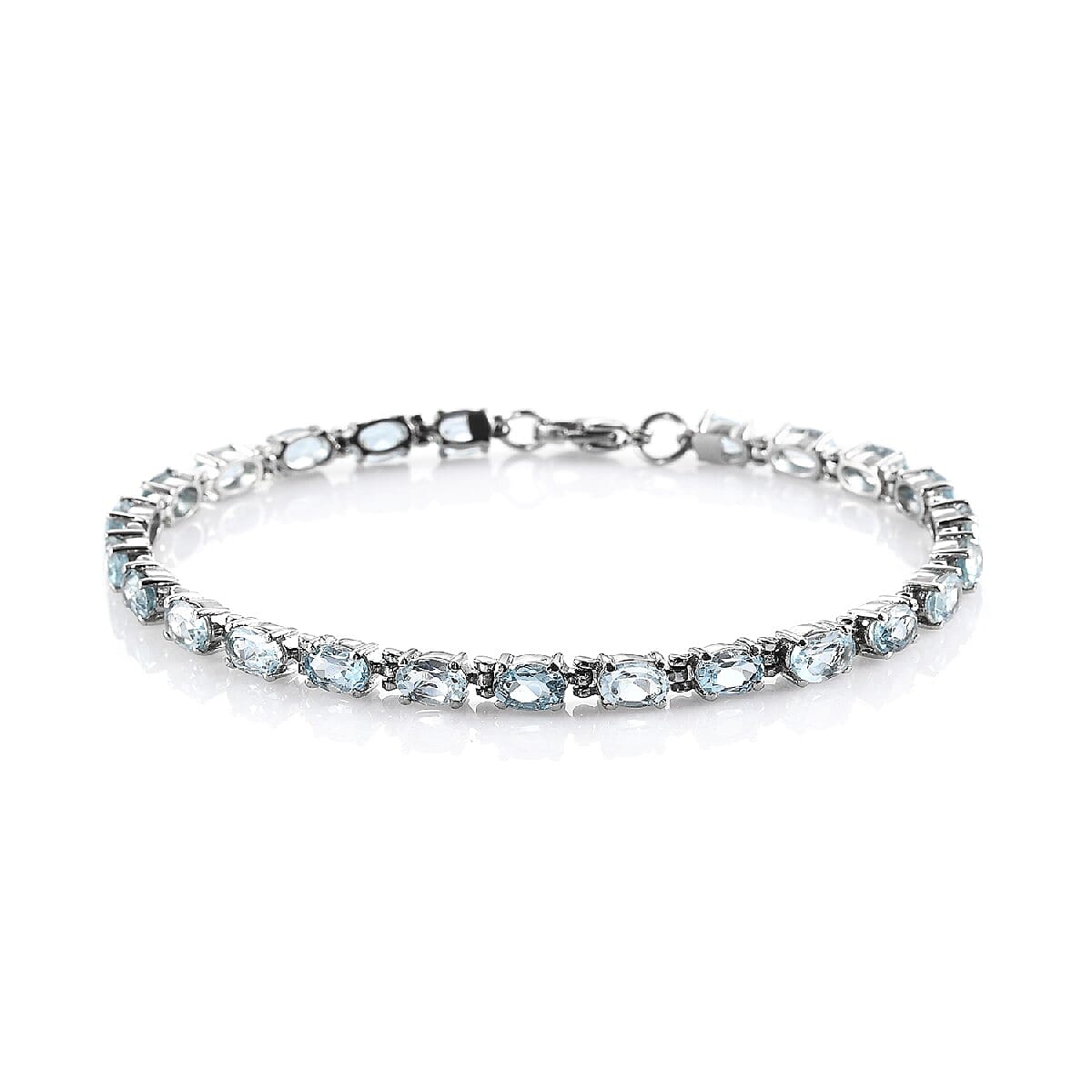 One Time Deal - Skyblue Topaz Bracelet (Size 7.5) in Stainless Steel 11.19 Ct.