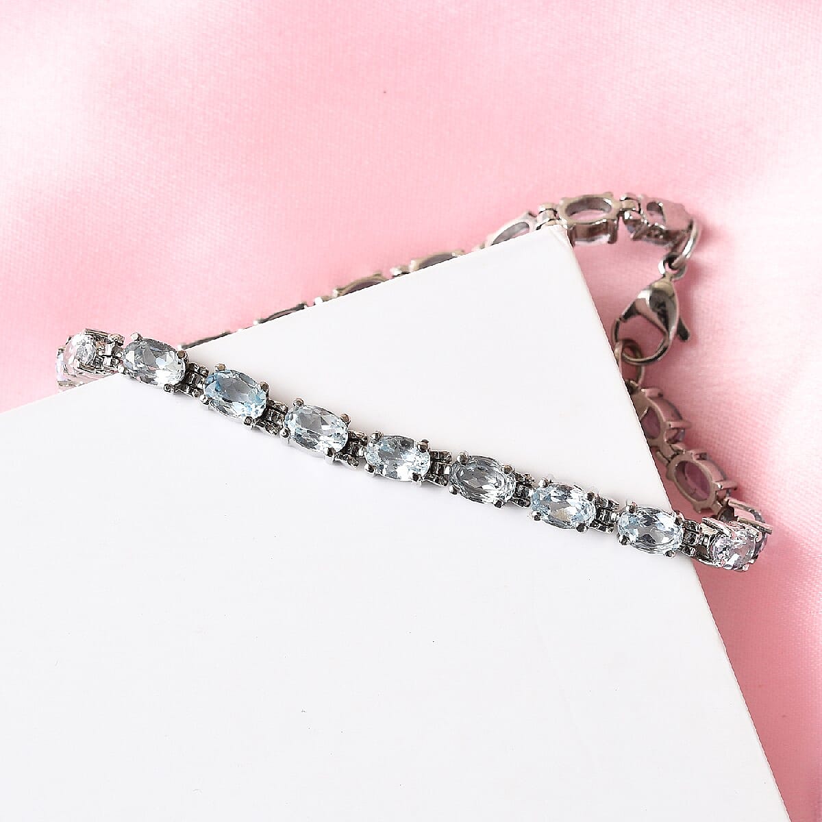 One Time Deal - Skyblue Topaz Bracelet (Size 7.5) in Stainless Steel 11.19 Ct.