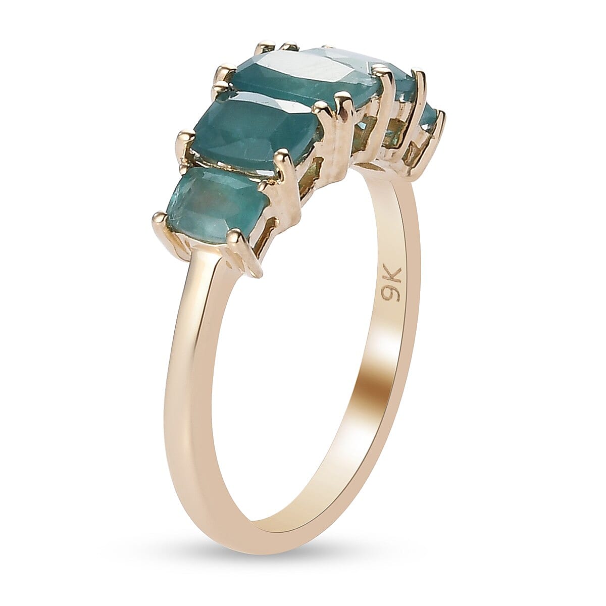 9K Yellow Gold Grandidierite 5 Stone Ring 1.75 Ct.