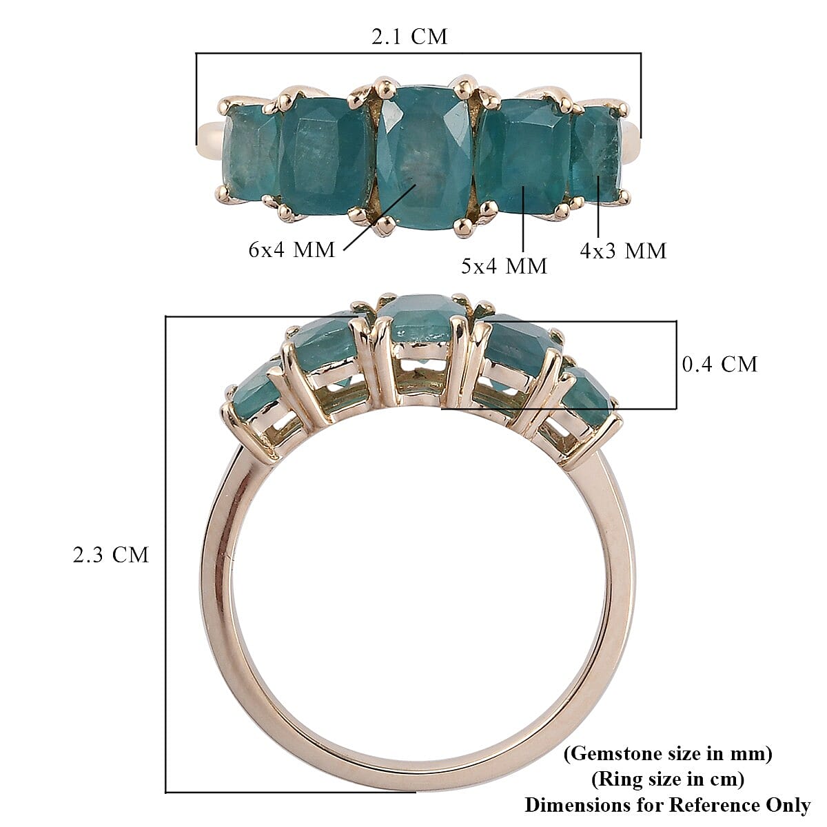 9K Yellow Gold Grandidierite 5 Stone Ring 1.75 Ct.