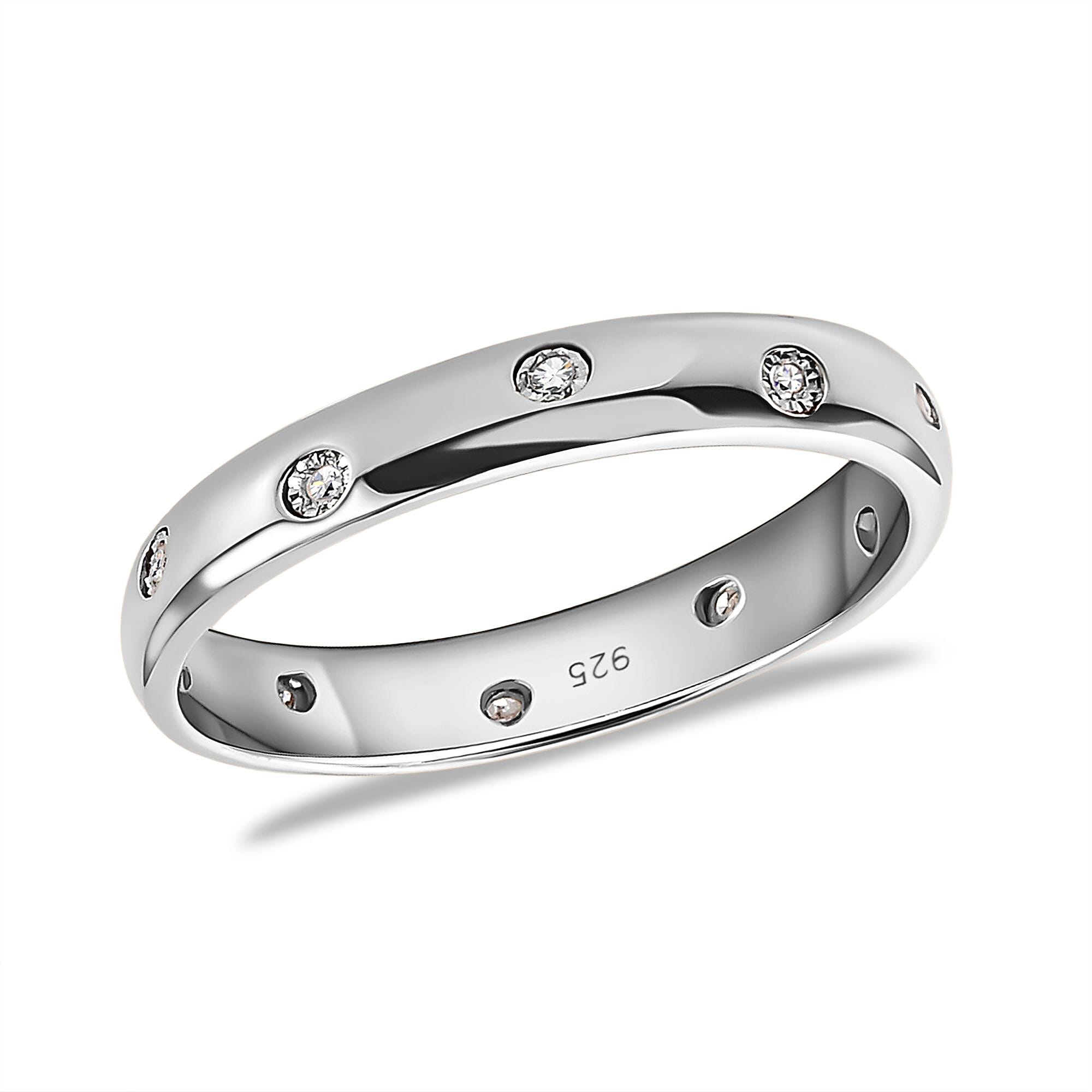 MP Designer Inspired Flush Set Diamond (Rnd) Band Ring in Sterling Silver