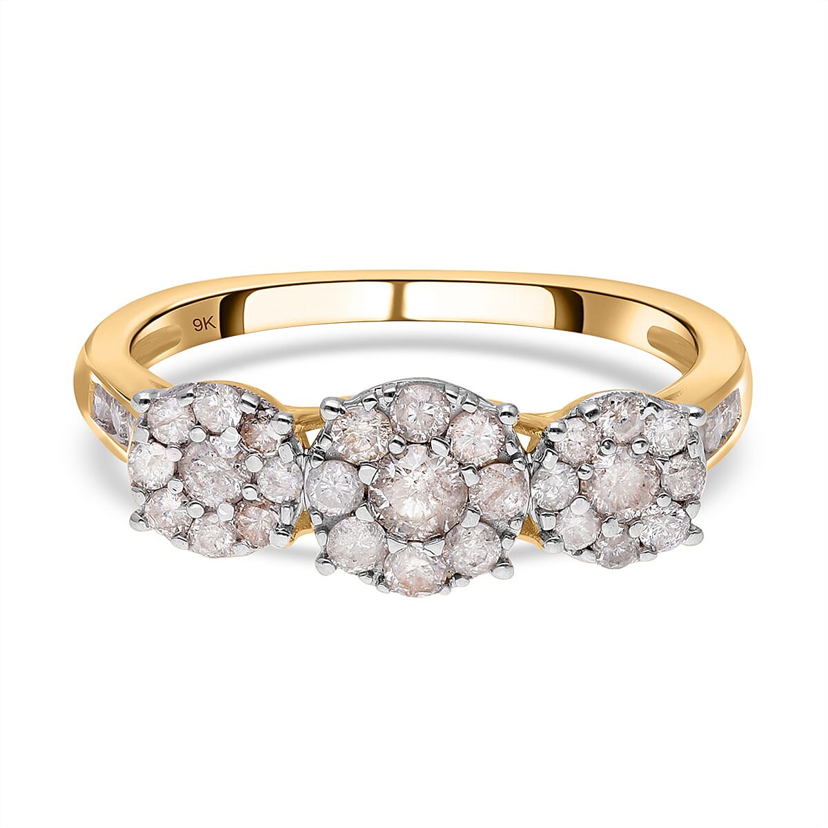 9K Yellow Gold SGL Certified Natural Diamond (G-H) Ring 1.00 Ct.