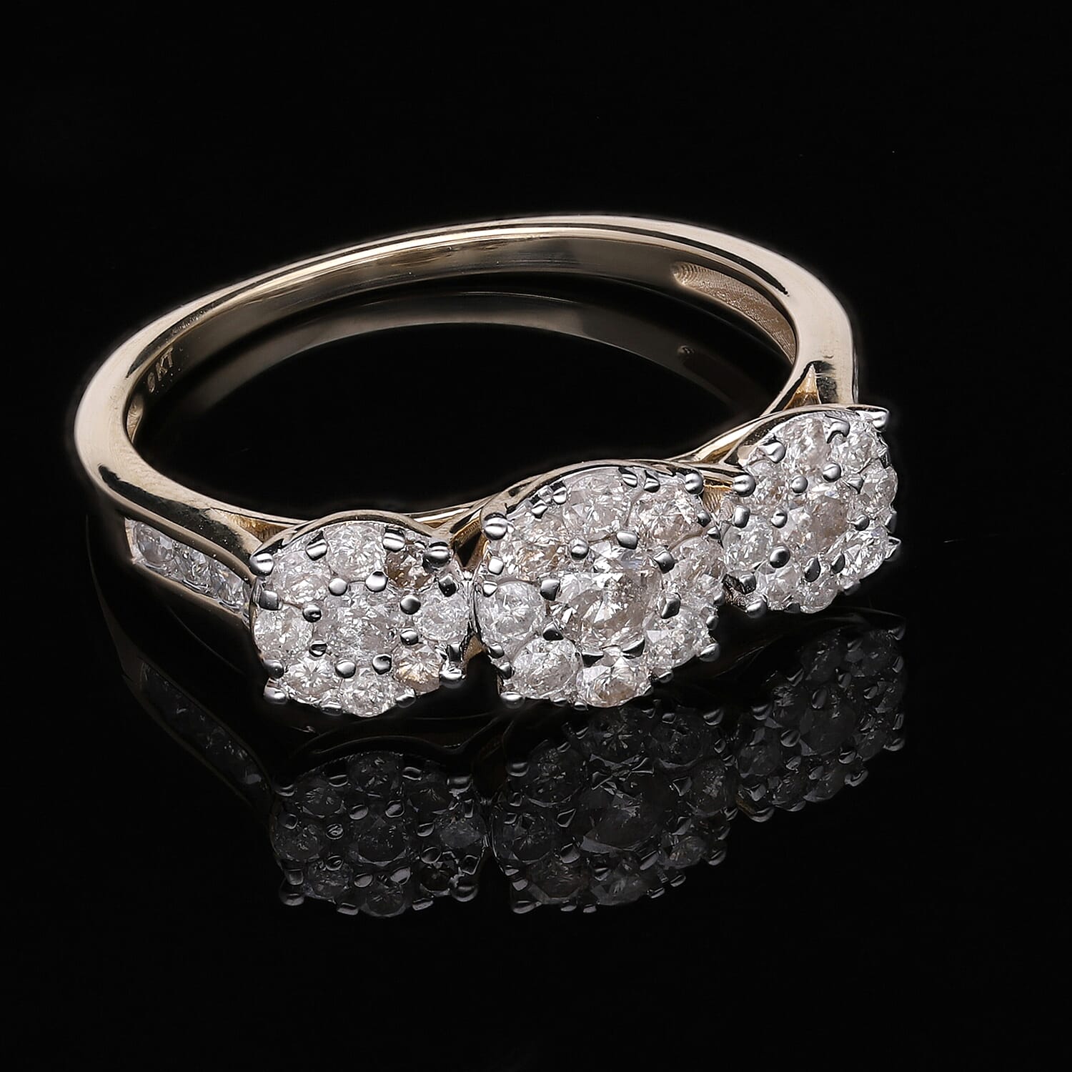 9K Yellow Gold SGL Certified Natural Diamond (G-H) Ring 1.00 Ct.