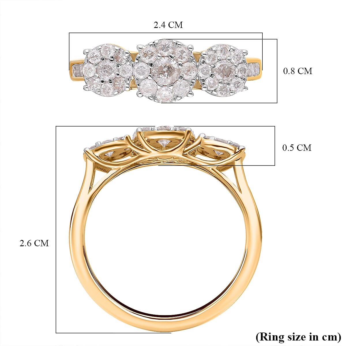 9K Yellow Gold SGL Certified Natural Diamond (G-H) Ring 1.00 Ct.