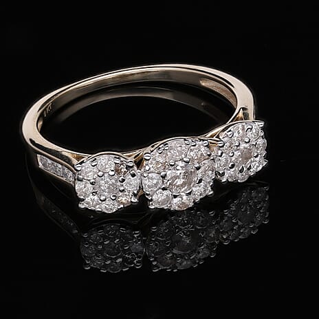 9K Yellow Gold SGL Certified Natural Diamond (G-H) Ring 1.00 Ct.