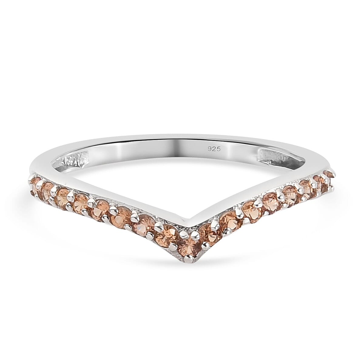 Orange Sapphire Ring in Platinum Overlay Sterling Silver