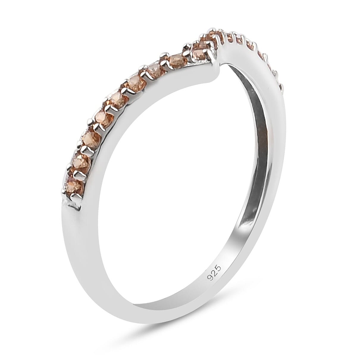 Orange Sapphire Ring in Platinum Overlay Sterling Silver